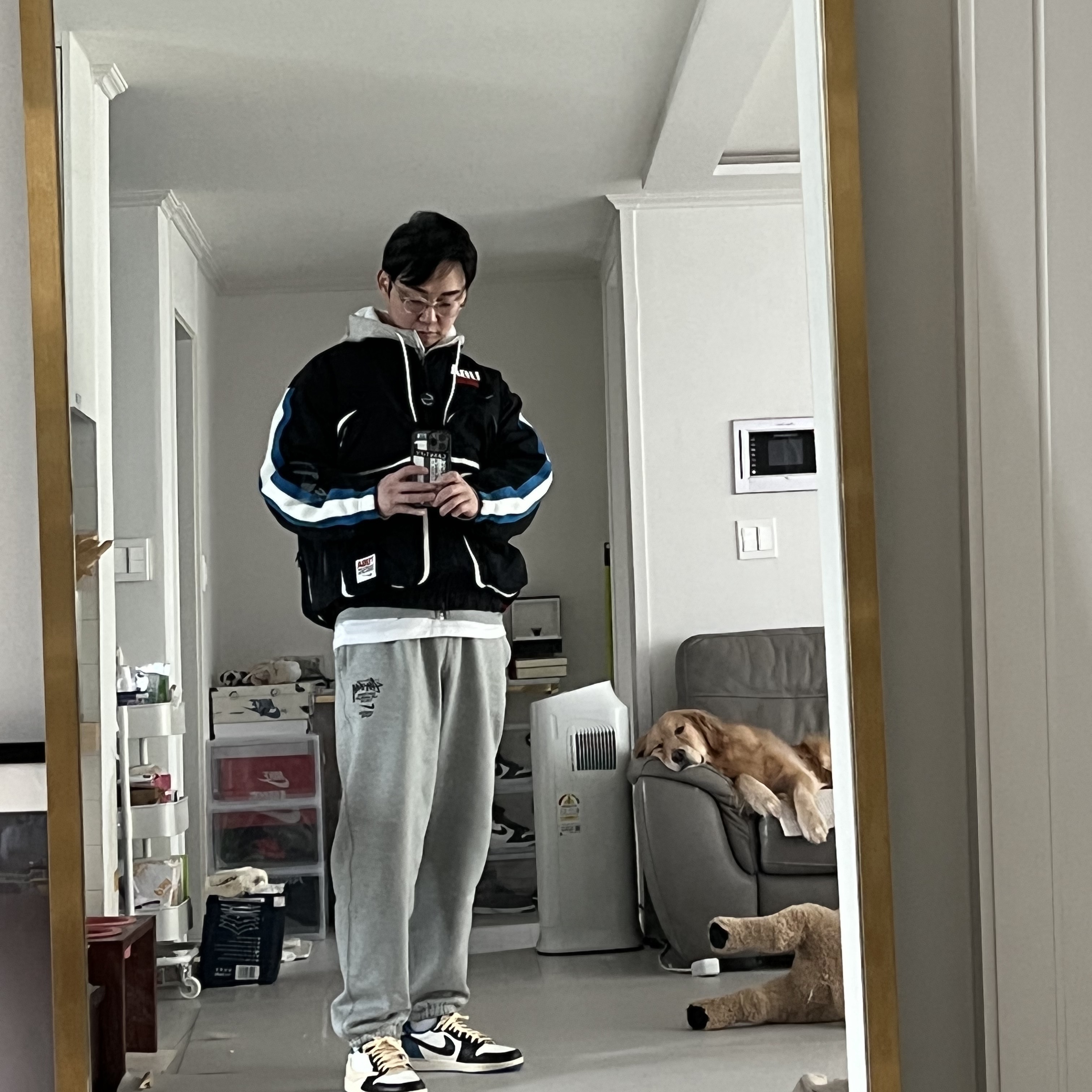 Nike x Undercover NRG Track Suit Black - US/EU, Nike x Stussy NRG ZR Fleece Pants Heather Grey - Asia 착용 스타일 - 1