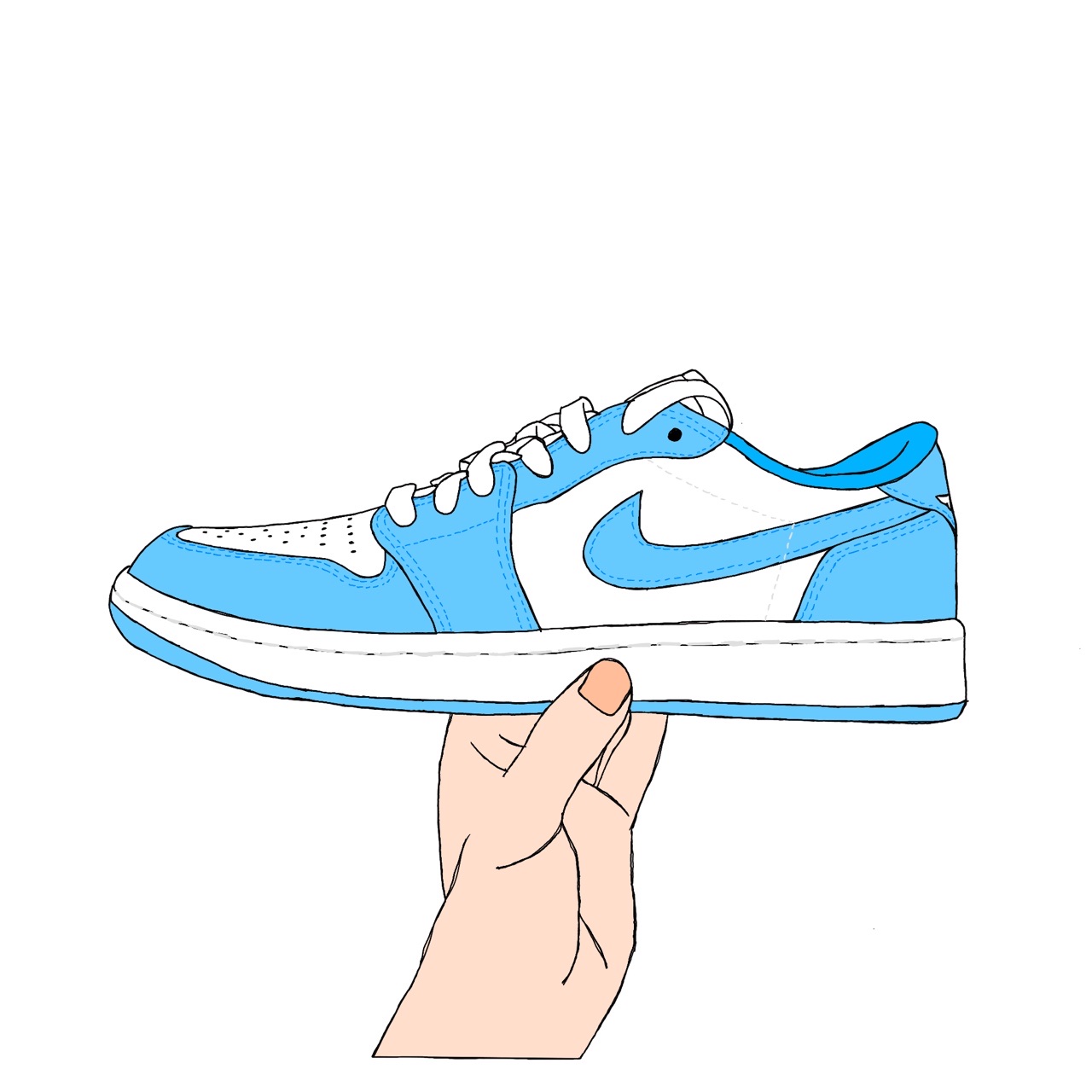 Jordan 1 Low Golf White and University Blue 착용 스타일