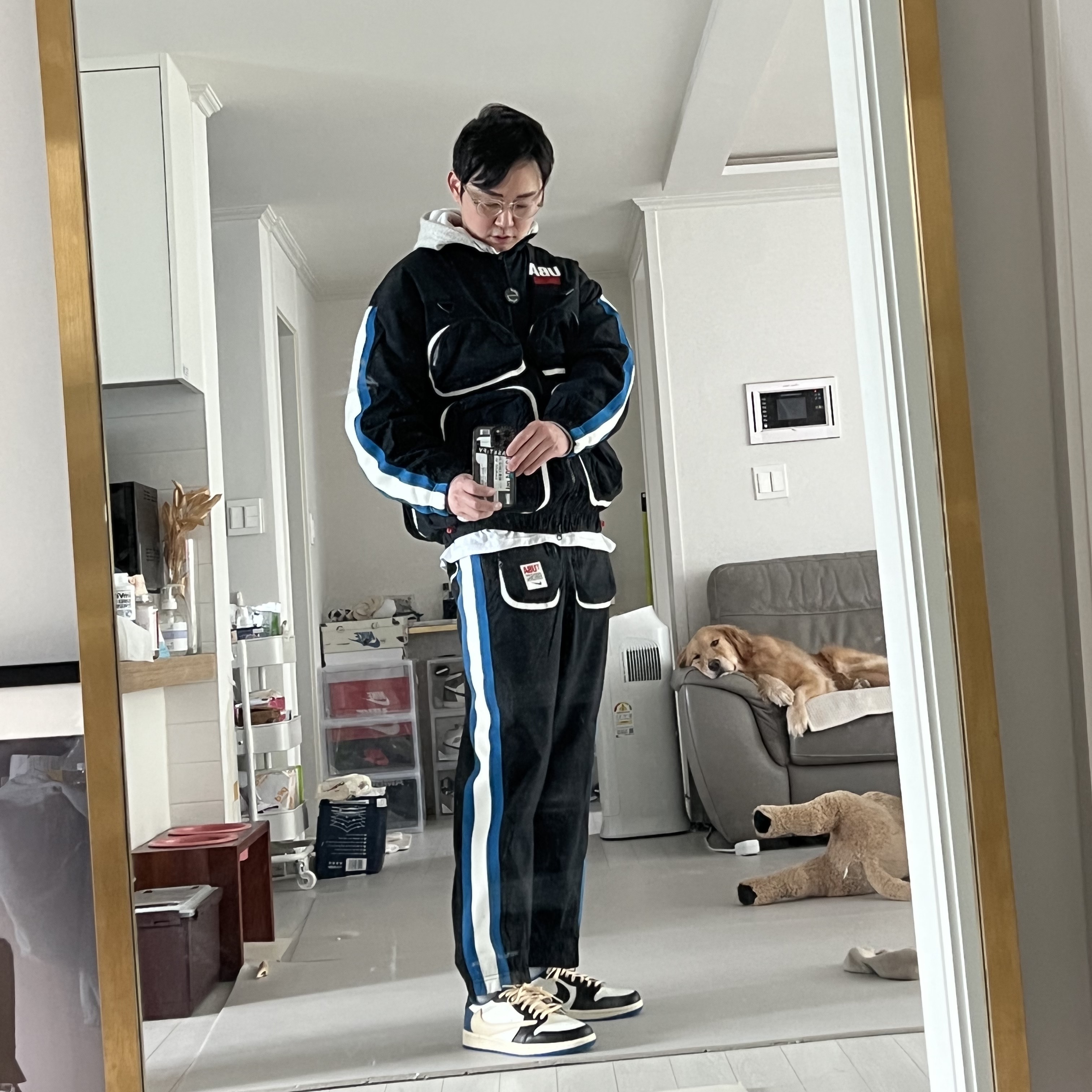Nike x Undercover NRG Track Suit Black - US/EU, Nike x Stussy NRG ZR Fleece Pants Heather Grey - Asia 착용 스타일 - 2