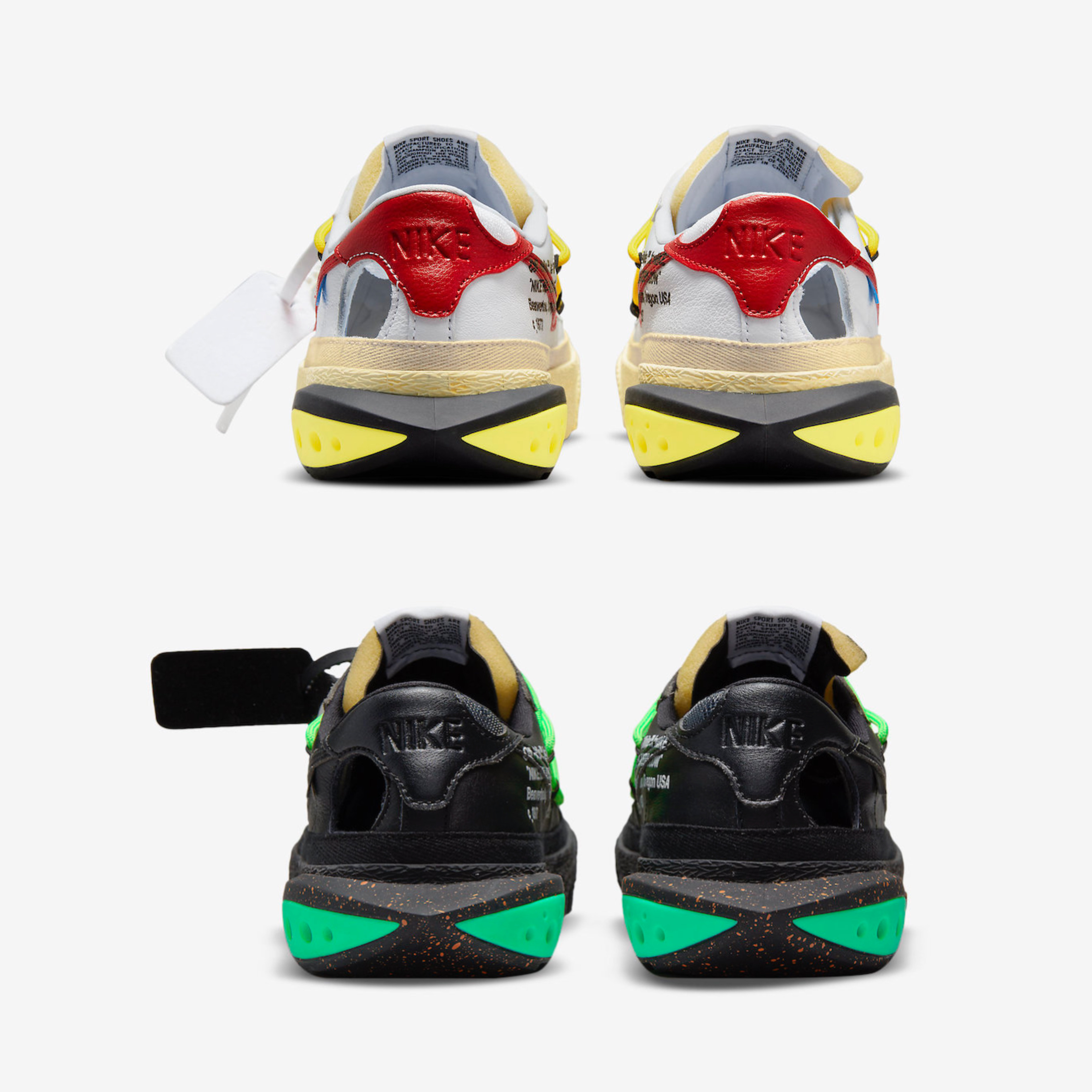 Nike x Off-White Blazer Low '77 White and University Red, Nike x Off-White Blazer Low '77 Black and Electro Green 착용 스타일 - 4