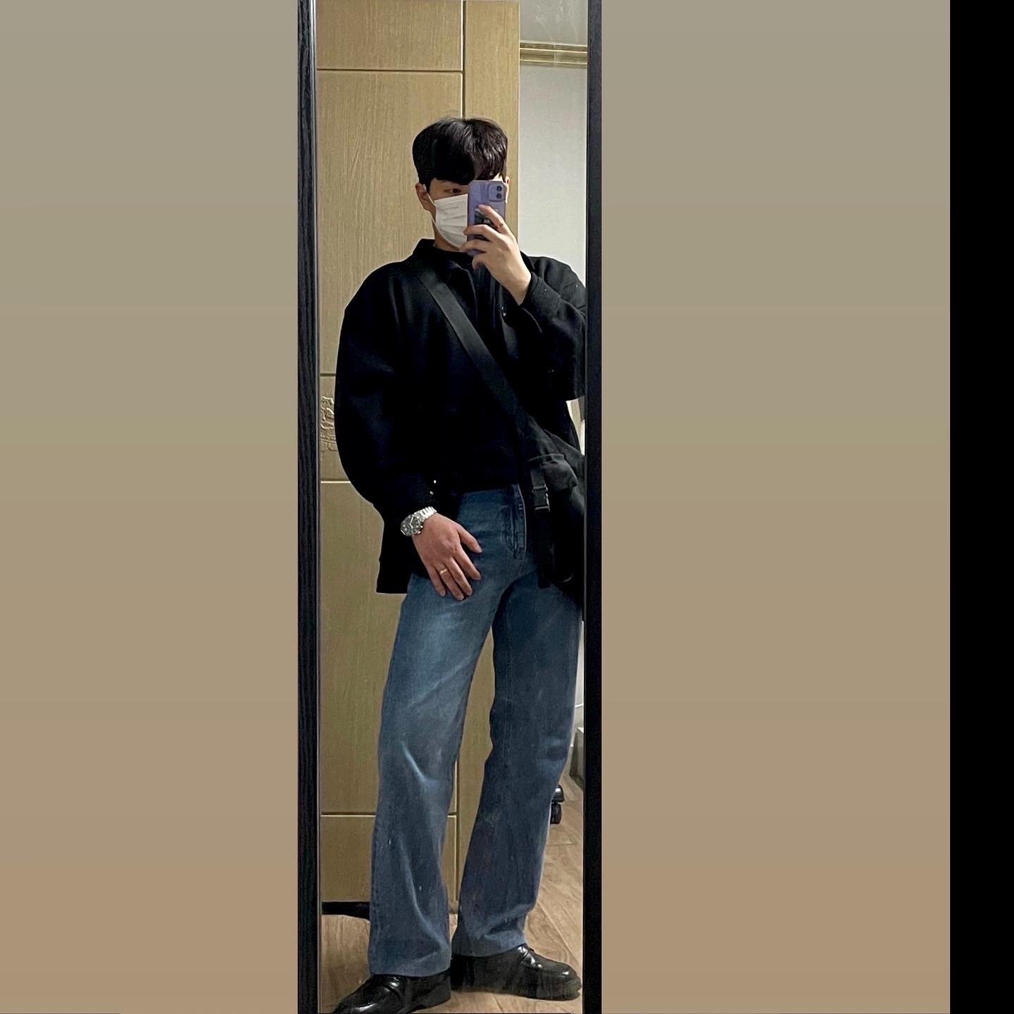 Stone Island 64450 Long Sleeve Crewneck Sweatshirt Black - 21SS 착용 스타일 - 1