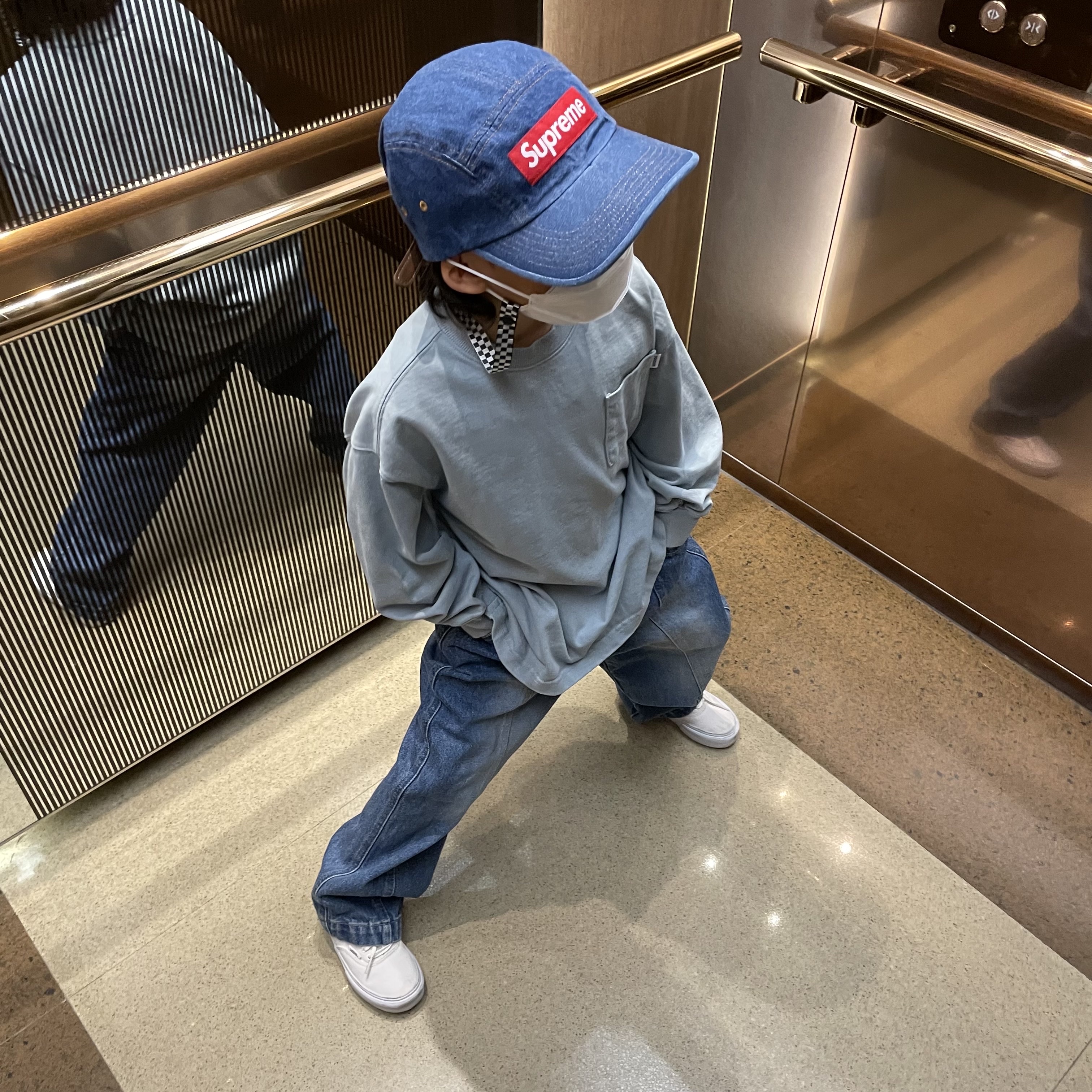 Supreme Washed Chino Twill Camp Cap Denim - 22FW 착용 스타일