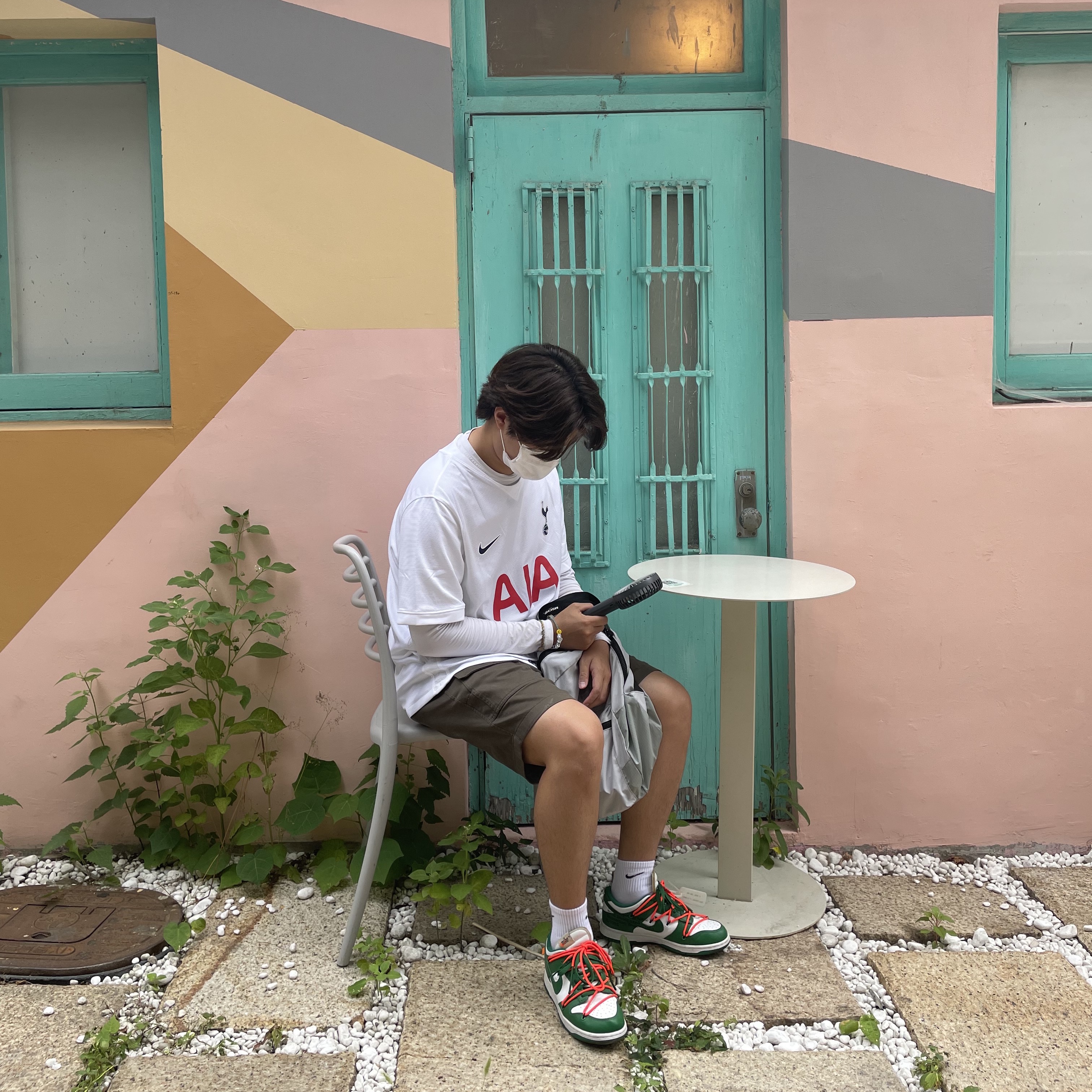 Nike x Off-White Dunk Low Pine Green 착용 스타일