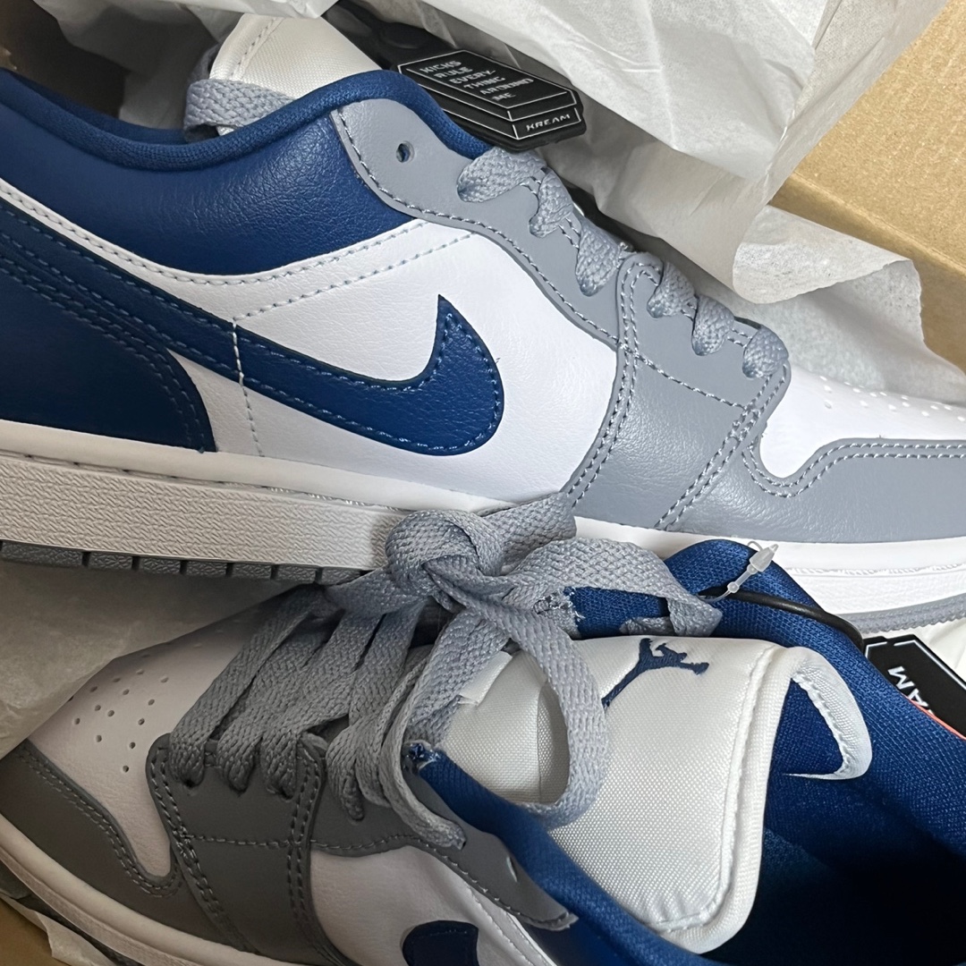 (W) Jordan 1 Low White Grey Blue 착용 스타일