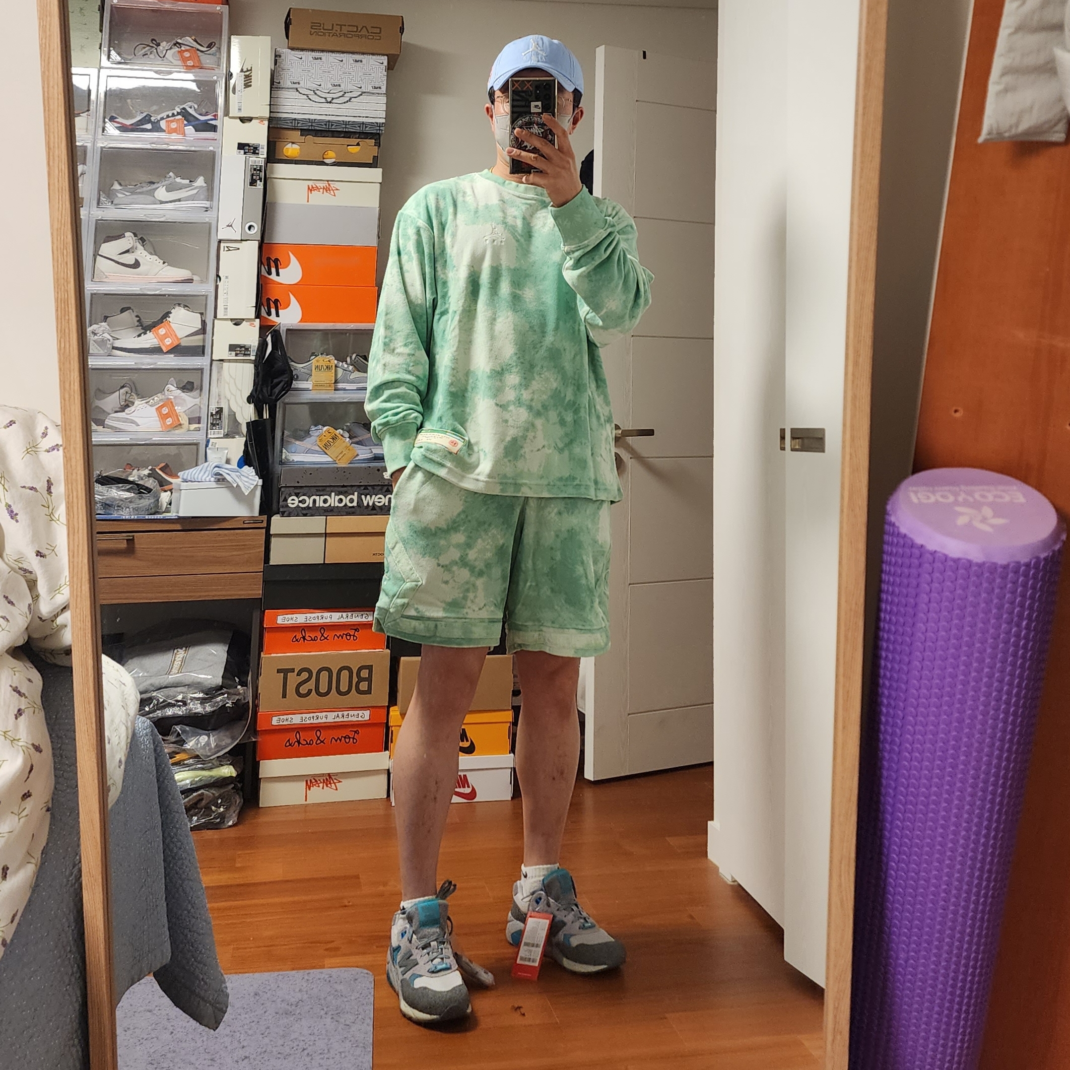 Jordan x J Balvin Jumpman Heritage 86 Adjustable Hat, Jordan x J Balvin Crewneck Sweatshirt Jade Aura - Asia 착용 스타일 - 1