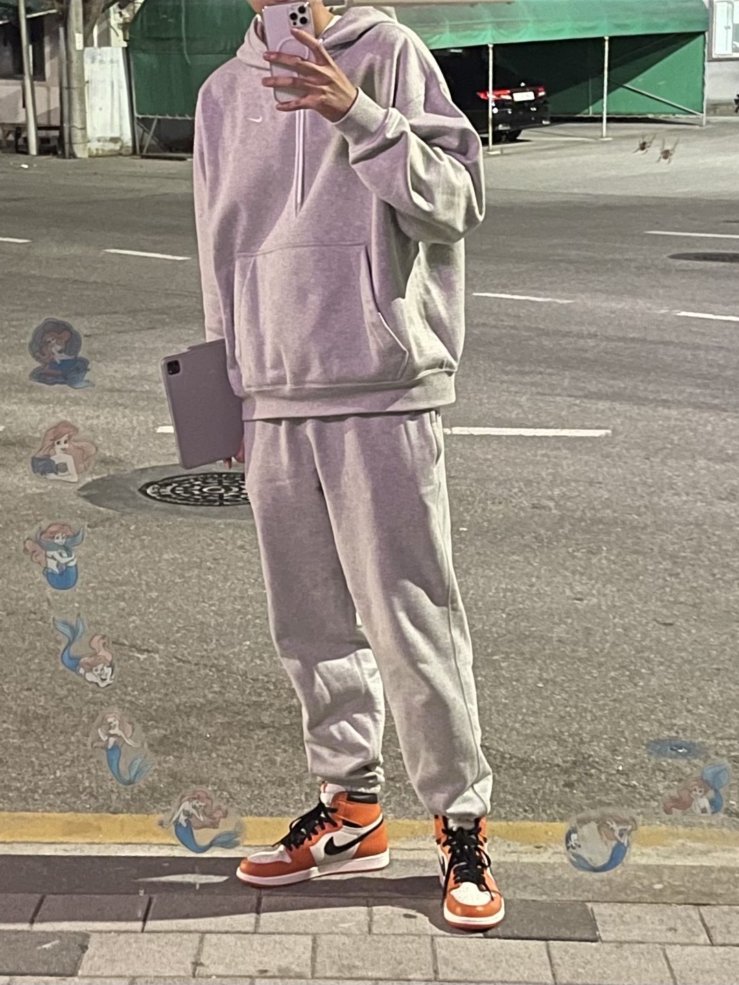 Nike M NRG Hoodie Grey Heather, Nike M NRG Sweatpants Grey Heather 착용 스타일