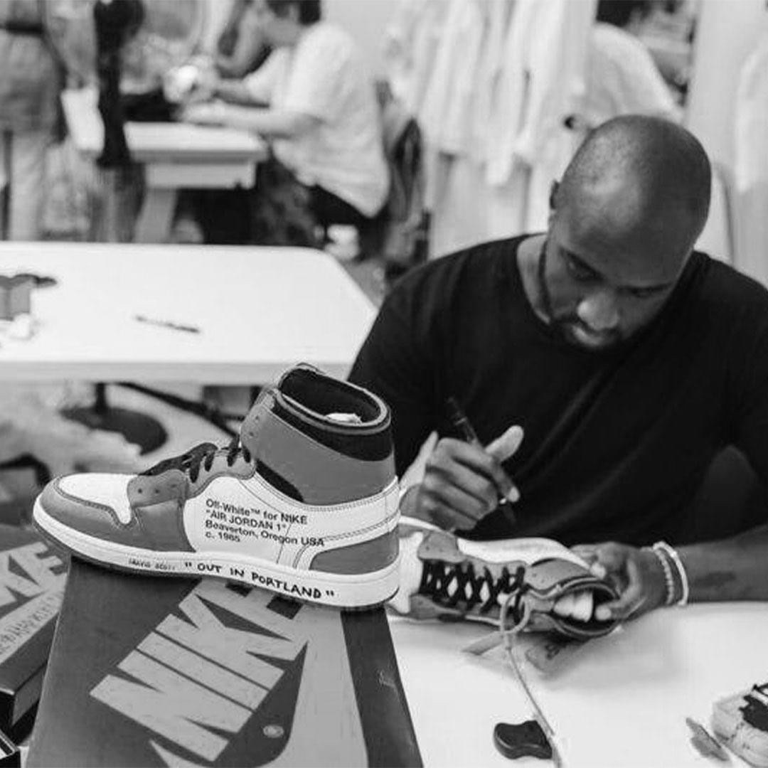 Nike x Off-White Dunk Low The 50 - Lot 18, Jordan 5 x Off-White Retro SP Black Muslin 착용 스타일