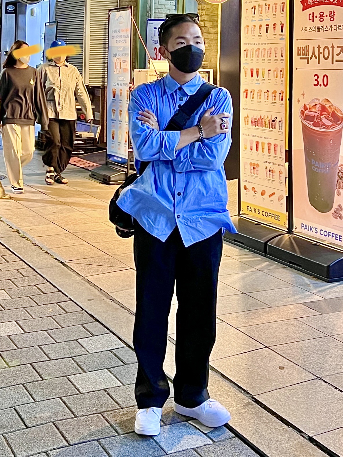 Zara x Ader Error Oversized Shirt Sky Blue, Peaceminusone Slider Clip #1 Silver 착용 스타일 - 3