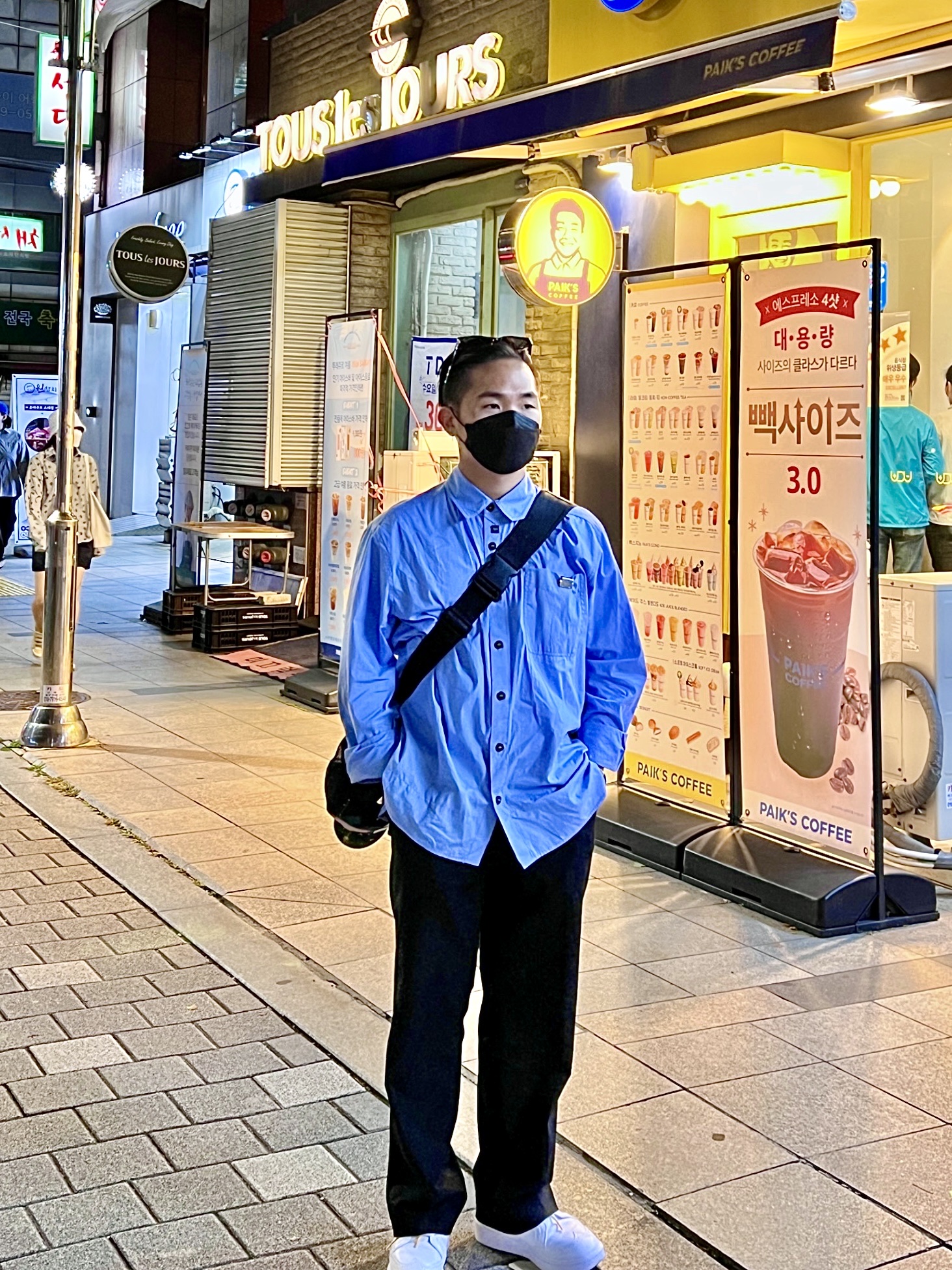 Zara x Ader Error Oversized Shirt Sky Blue, Peaceminusone Slider Clip #1 Silver 착용 스타일 - 2