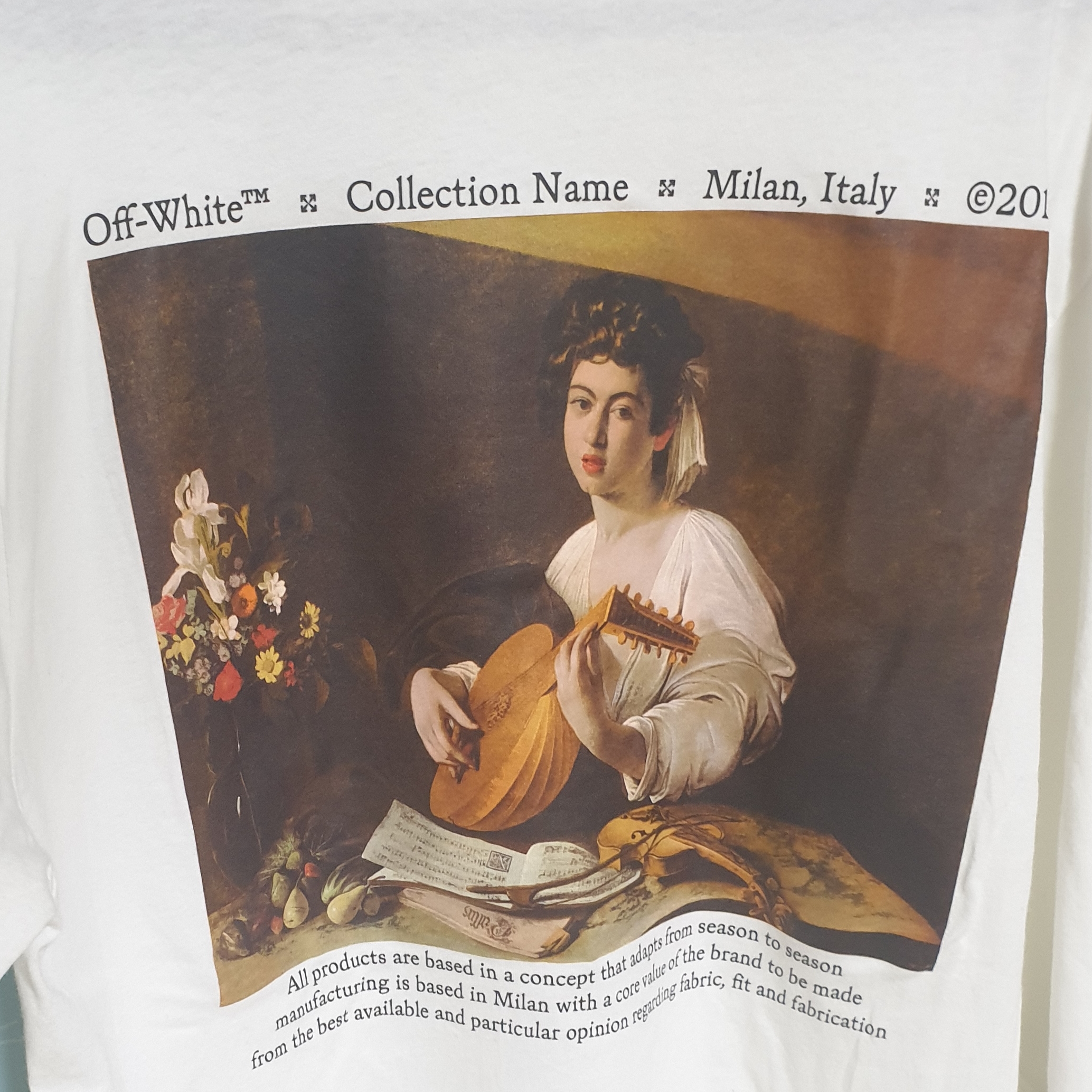 Off-White Caravaggio Lute Slim Crew Sweatshirt White 착용 스타일