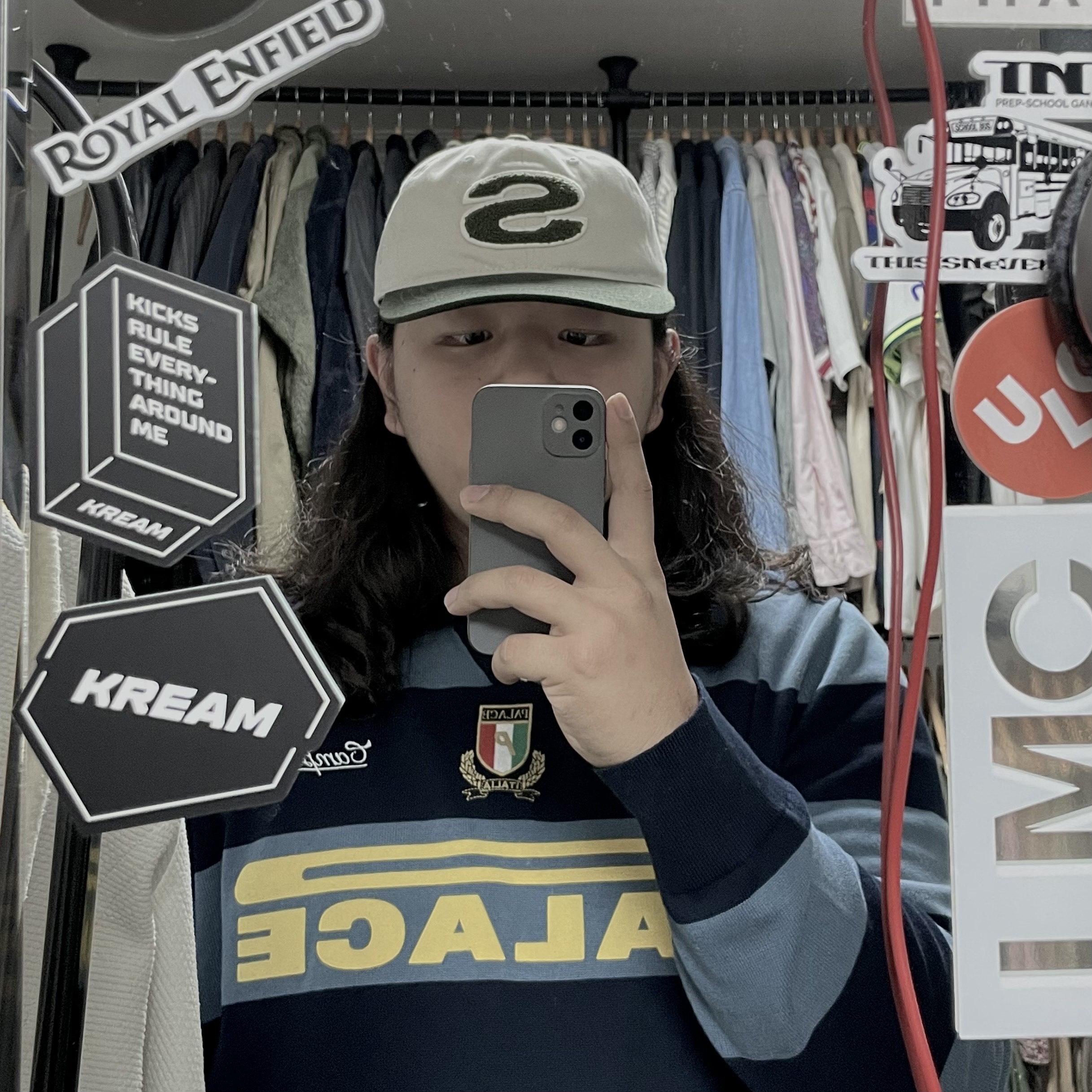 Palace Palazzo Knit Navy - 22SS, Stussy Chenille S Low Pro Cap Bone 착용 스타일
