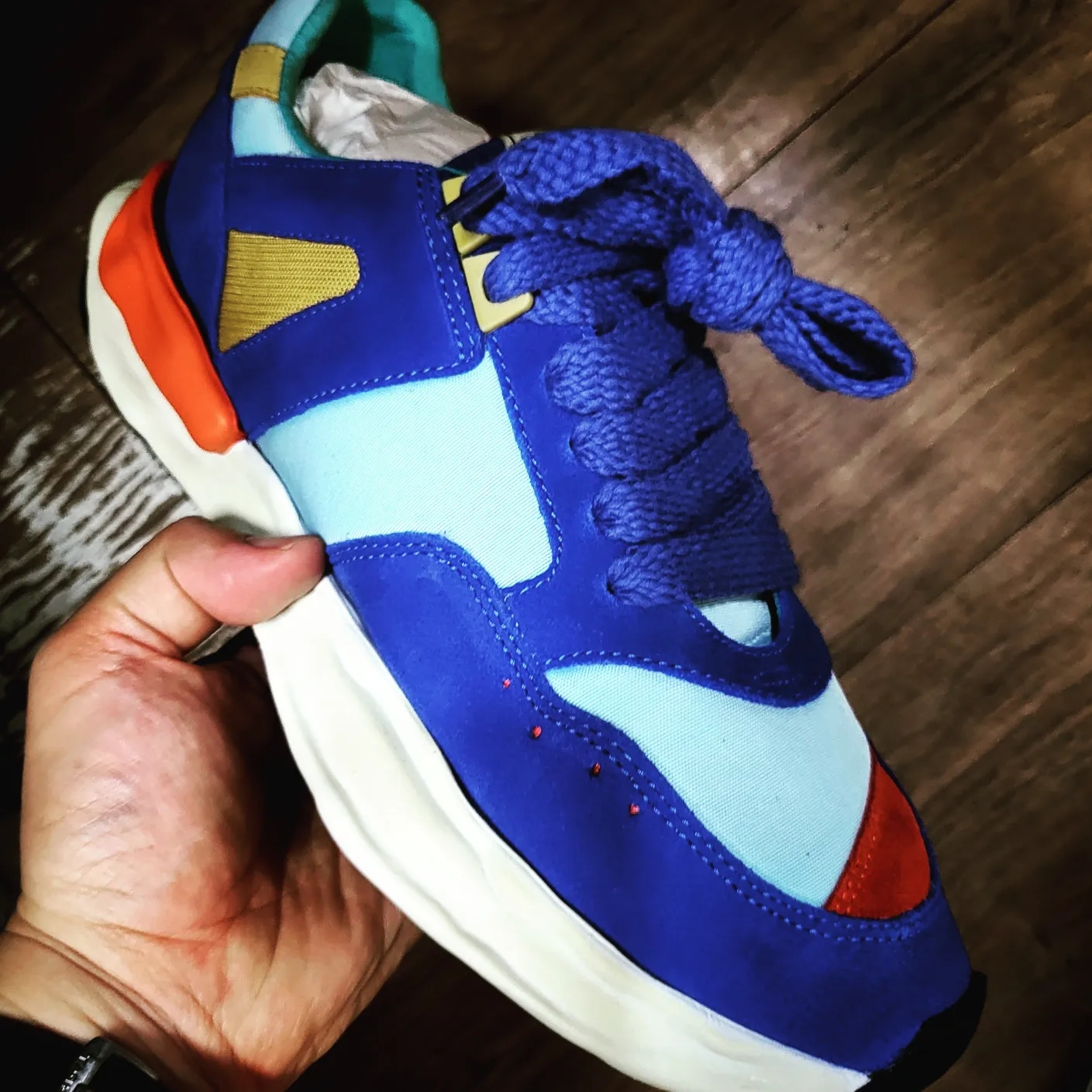 Maison Mihara Yasuhiro x Nigel Cabourn Army Sneakers Sky Blue Mix 착용 스타일