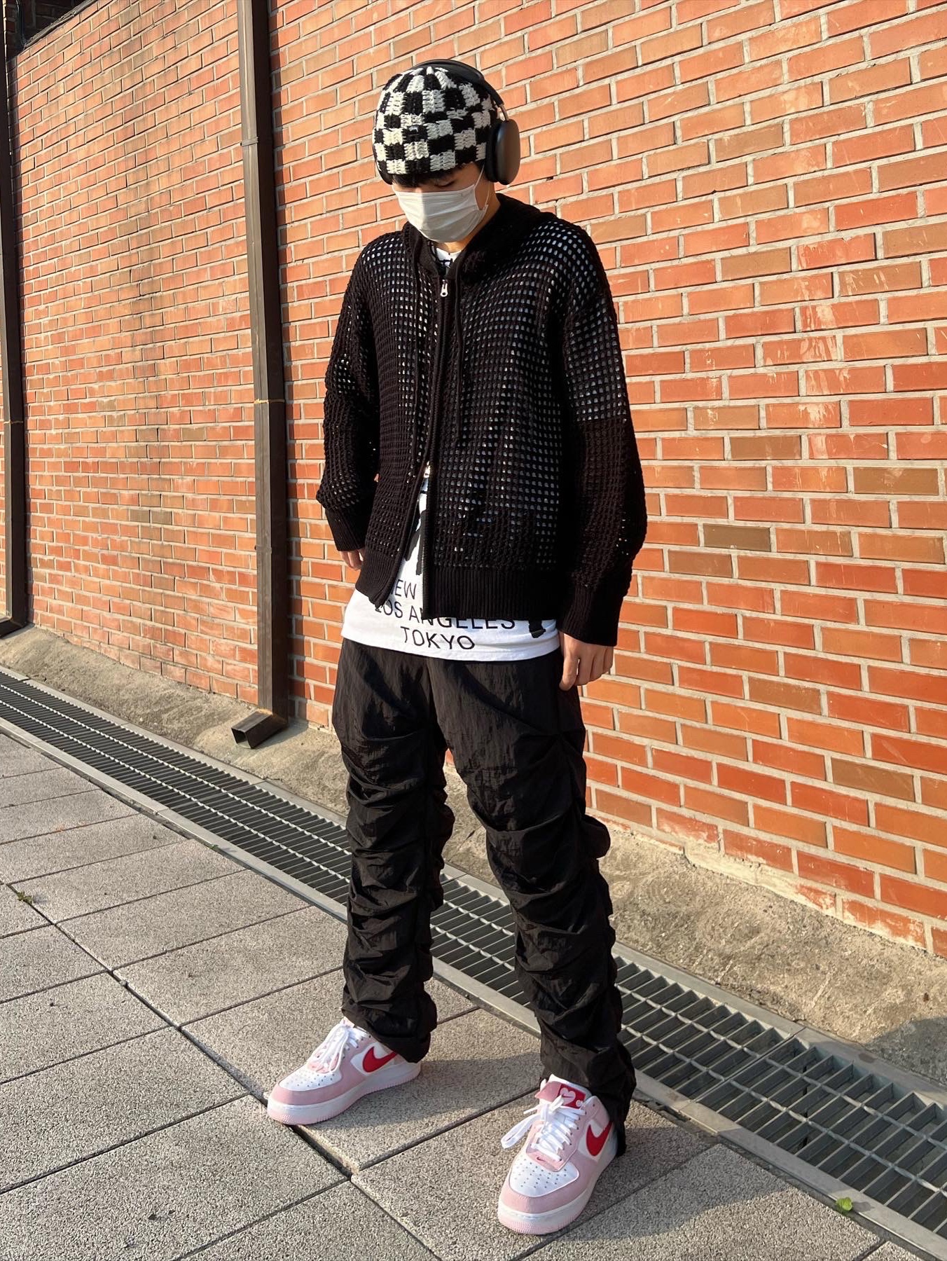 Stussy Crochet Checker Beanie Black, Stussy x Takahiromiyashita The Soloist 40 WT T-Shirt 착용 스타일 - 1