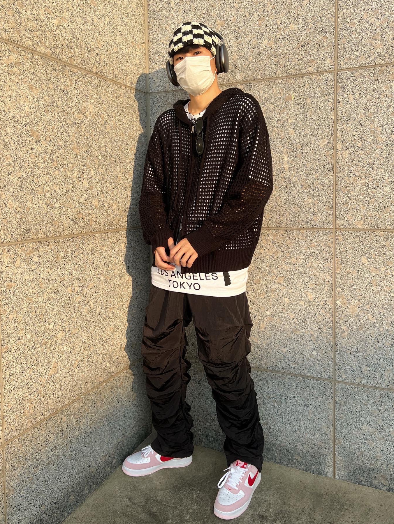 Stussy Crochet Checker Beanie Black, Stussy x Takahiromiyashita The Soloist 40 WT T-Shirt 착용 스타일 - 2