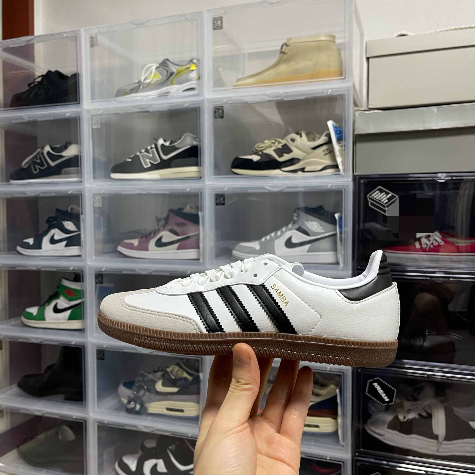 Adidas Samba Vegan White Black 착용 스타일 - 1