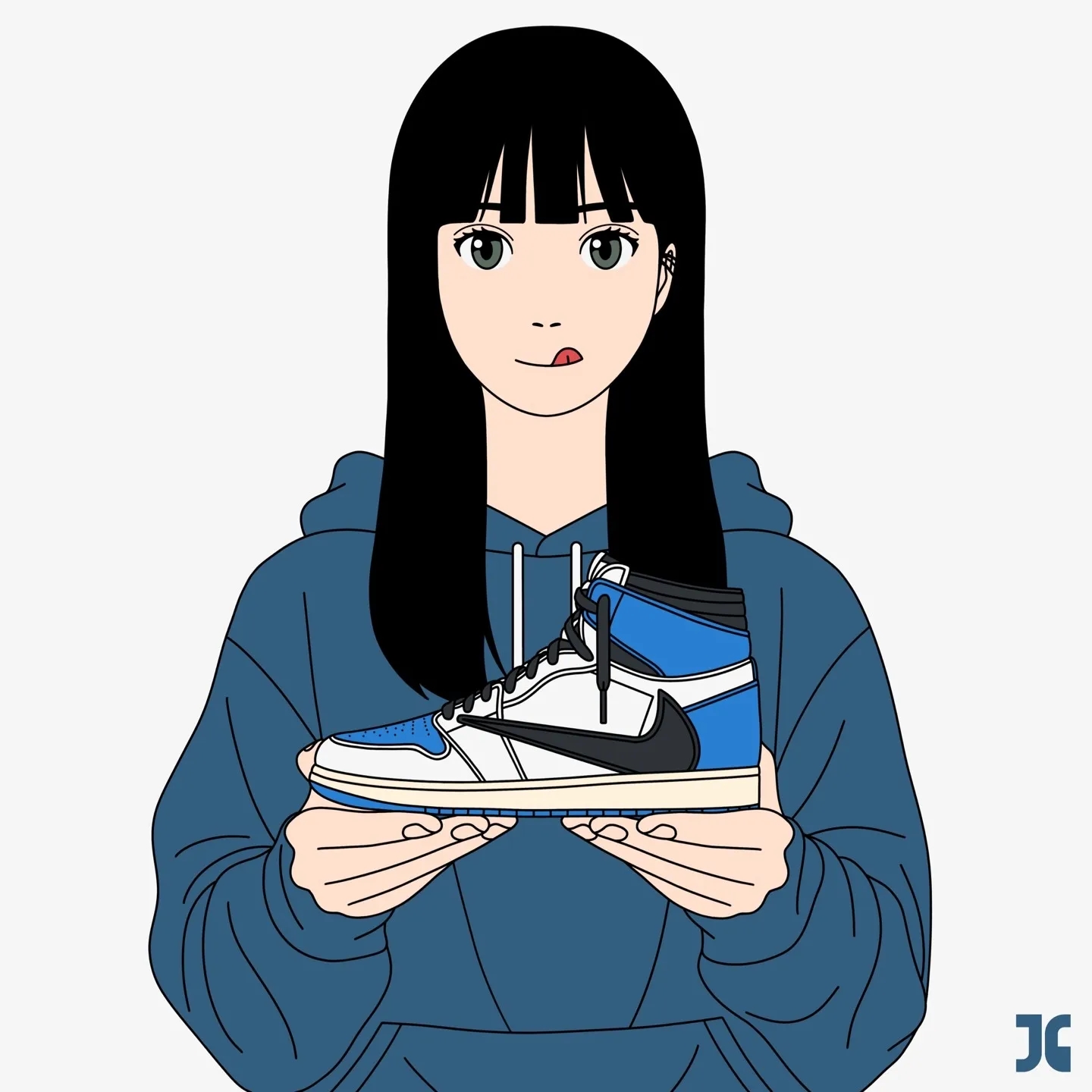 Jordan 1 x Travis Scott x Fragment Retro High OG SP Military Blue 착용 스타일