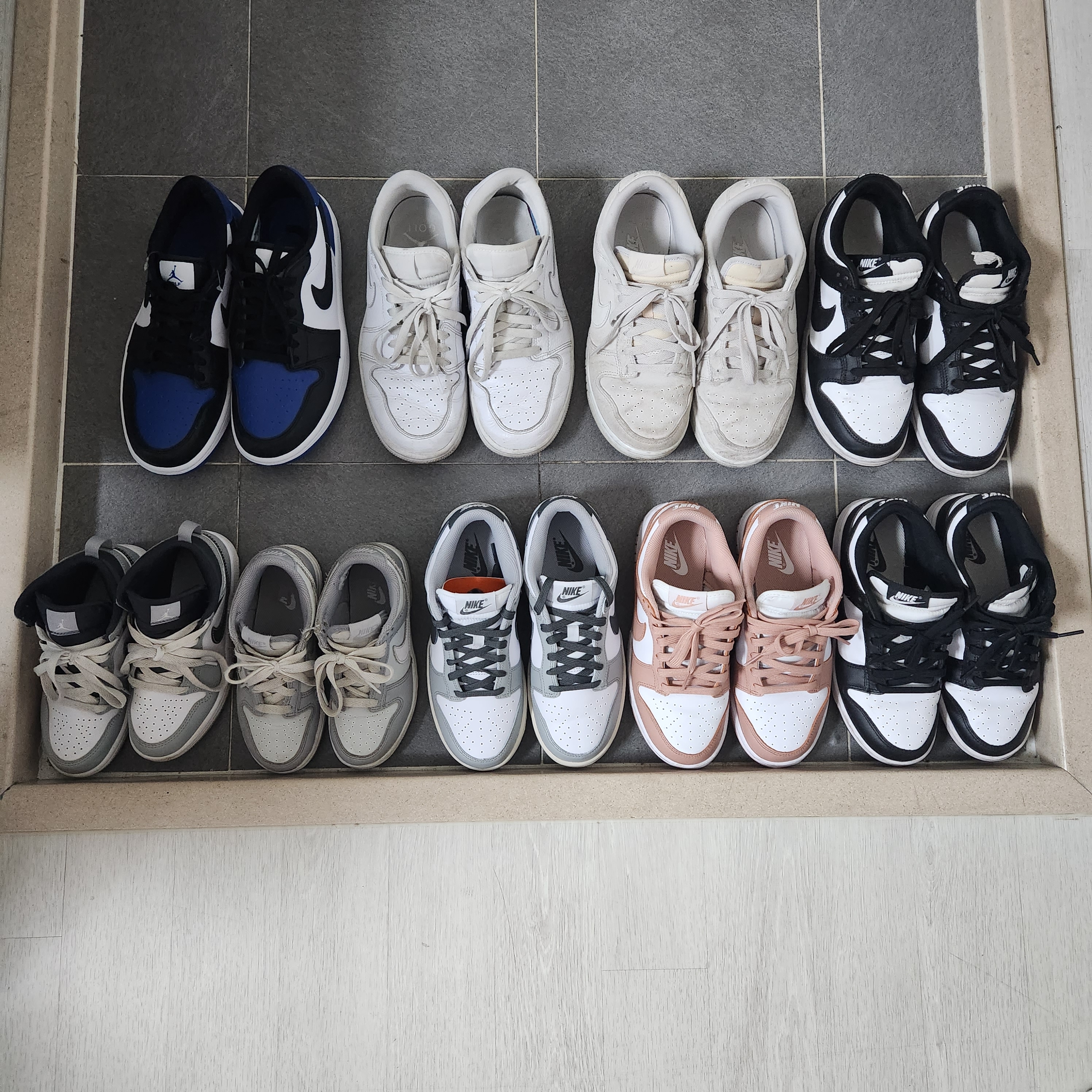 (PS) Jordan 1 Mid Light Smoke Grey Anthracite, Jordan 1 Low Golf Triple White 착용 스타일