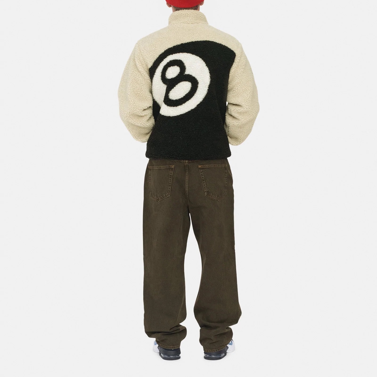 Stussy 8 Ball Sherpa Jacket Natural 착용 스타일 - 3