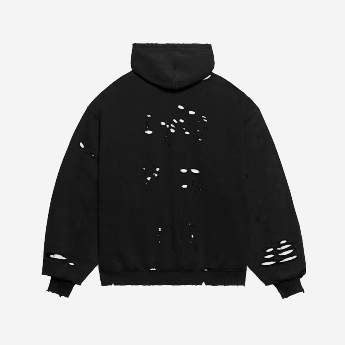 Balenciaga Destroyed Hoodie Black White 상세 이미지 2