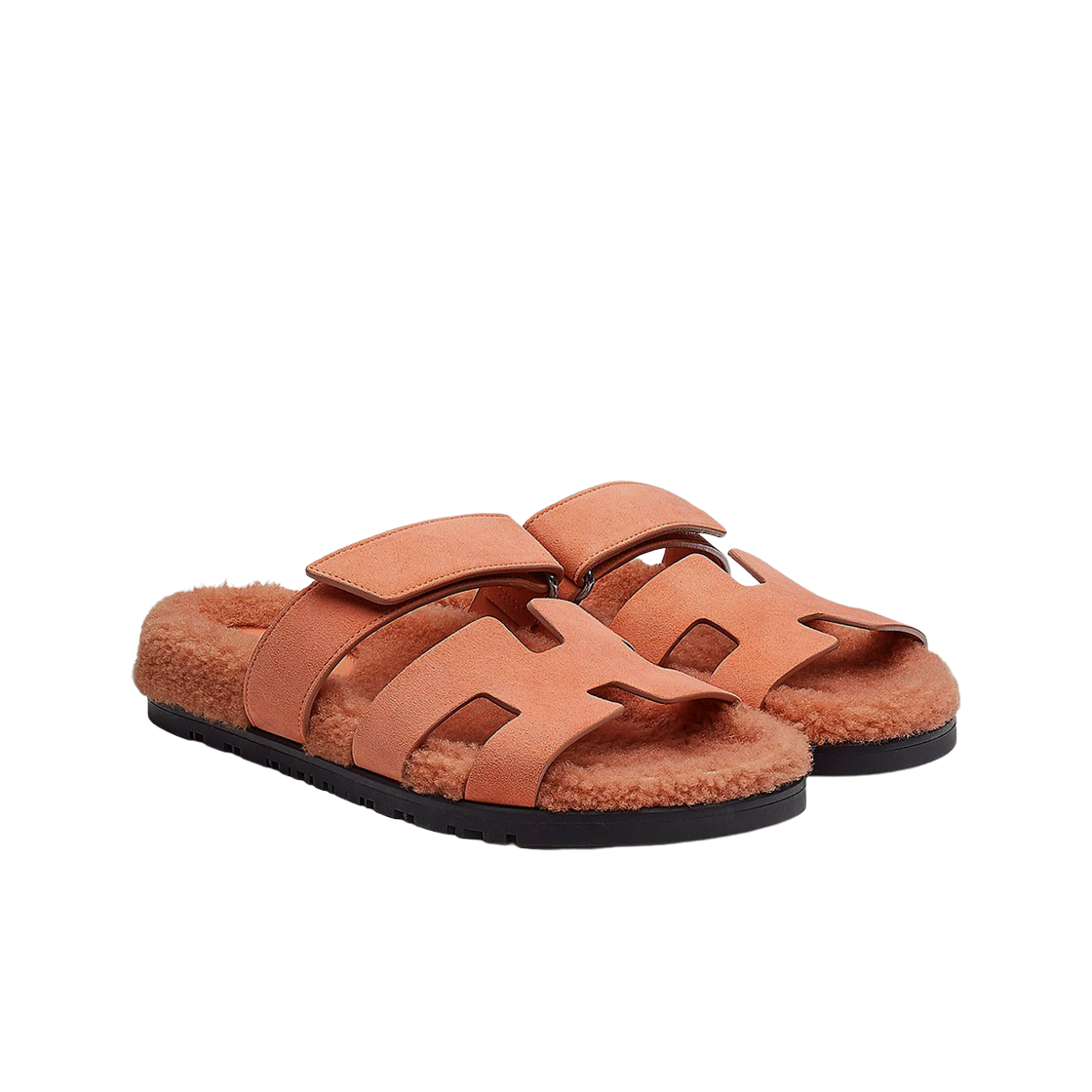 (W) 에르메스 시프레 샌들 스웨이드 고트스킨 울스킨 & 로즈 오브((W) Hermes Chypre Sandal Suede Goatskin Woolskin & Rose Aube) - 2