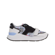 Burberry Check Nylon Leather and Suede Sneakers Pale Blue