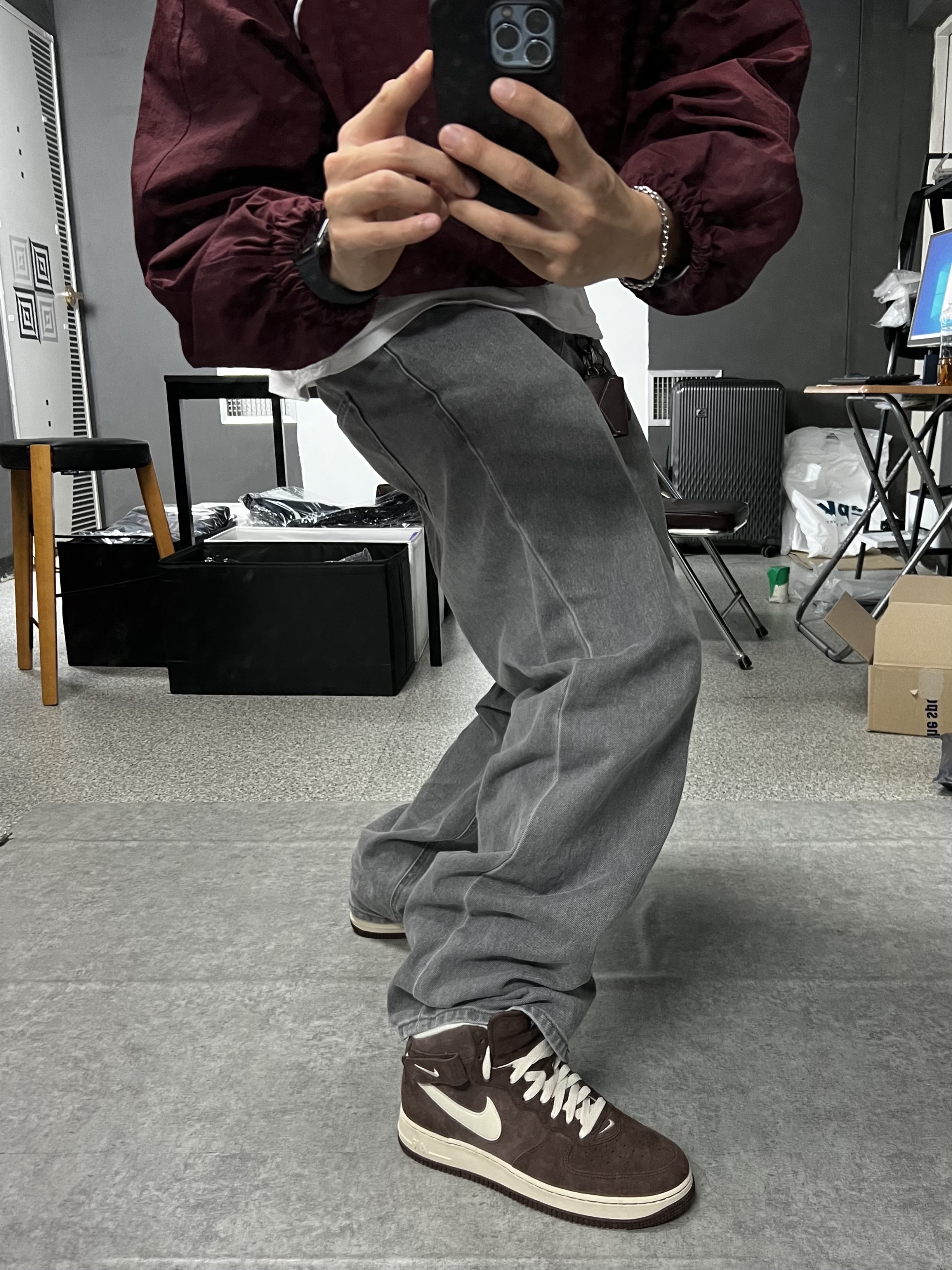 Nike Air Force 1 Mid '07 QS Chocolate 착용 스타일 - 2