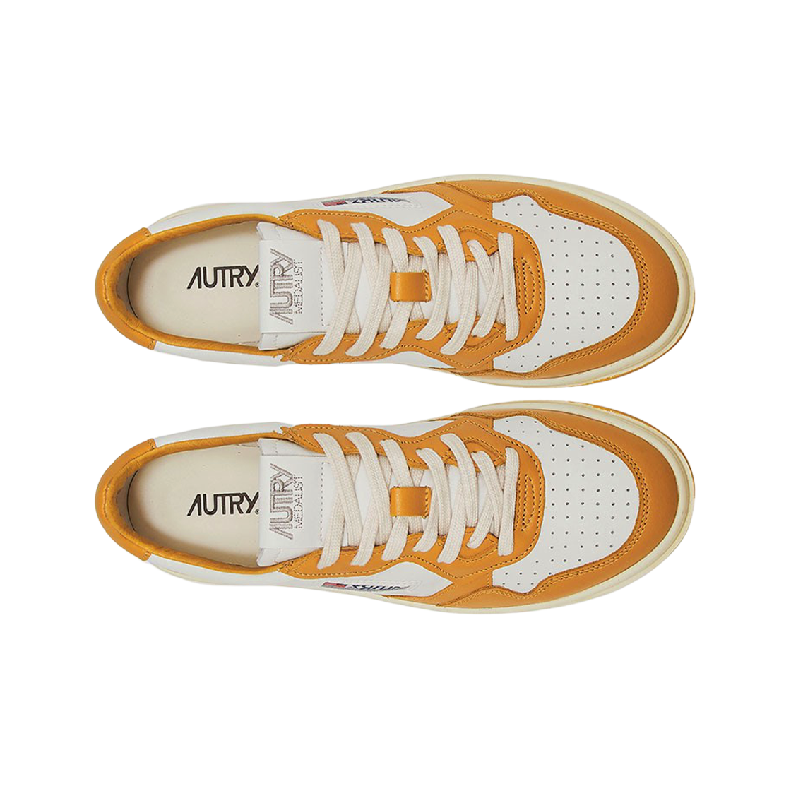 오트리 메달리스트 로우 레더 스니커즈 화이트 옐로우(Autry Medalist Low Leather Sneakers White Yellow) - 3