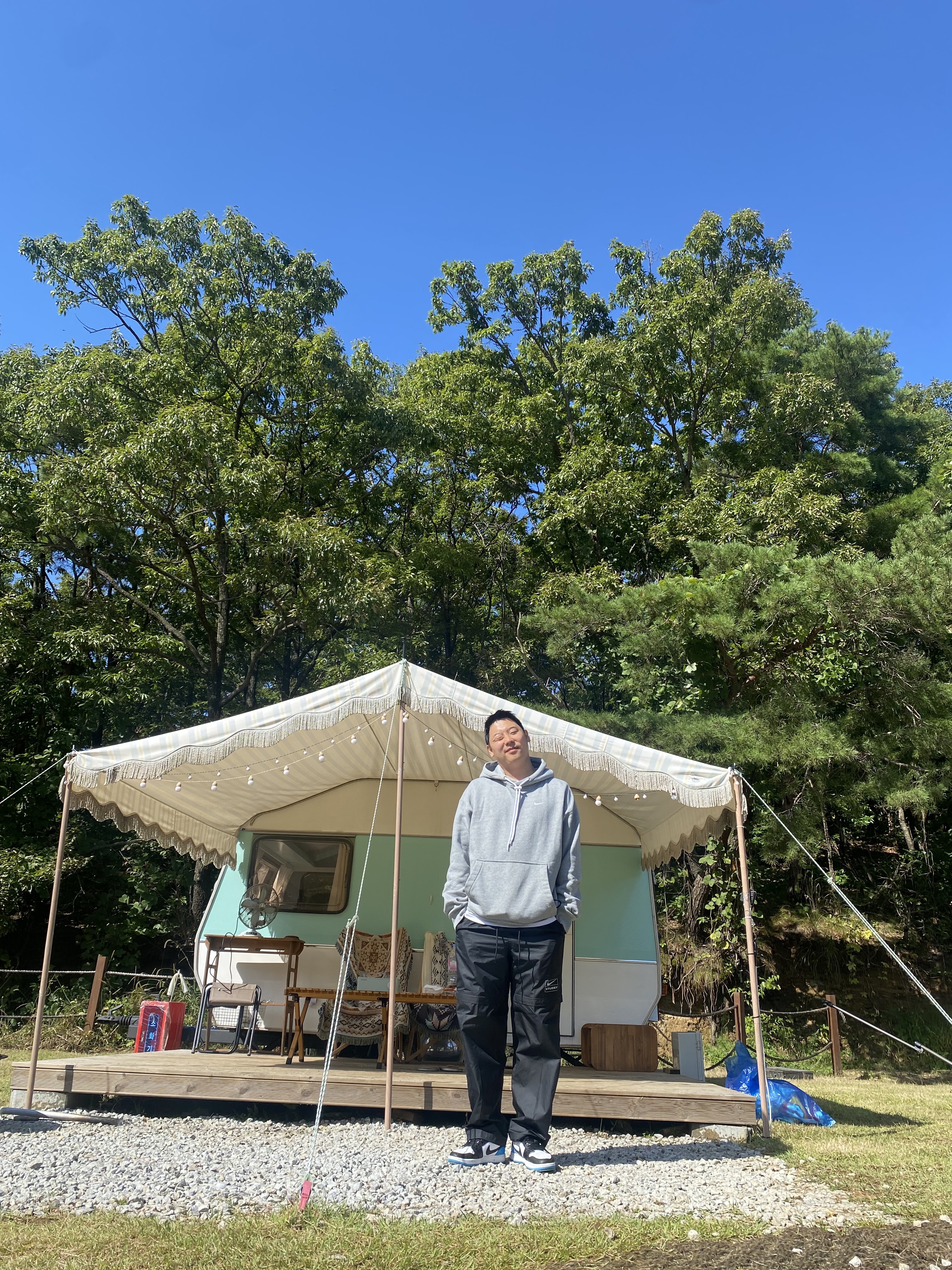 Nike M NRG Hoodie Dark Grey Heather, Nike x Stussy NRG FL Storm-Fit Pants Black (DO7170-010) 착용 스타일