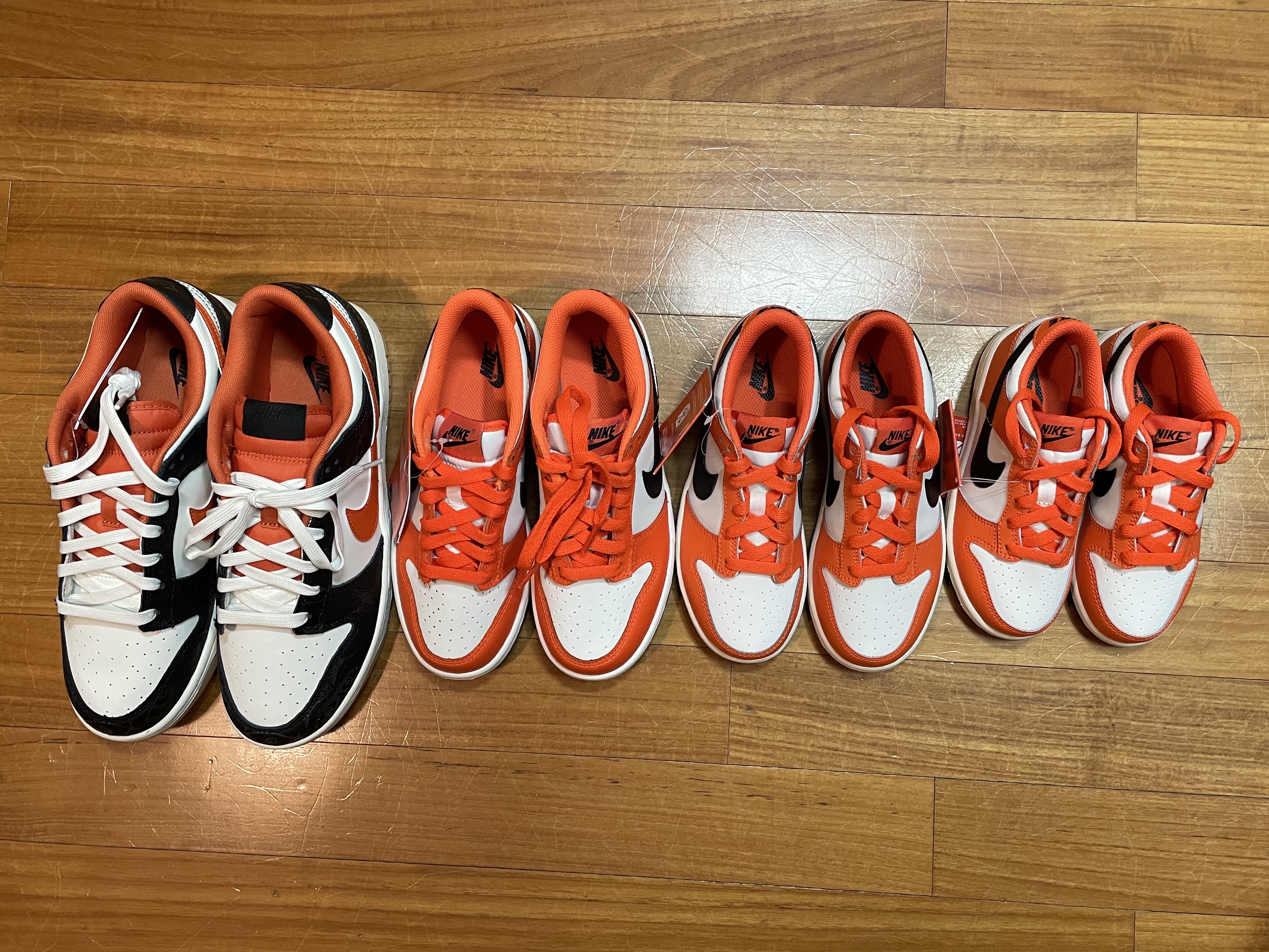 Nike Dunk Low Retro PRM Halloween, (GS) Nike Dunk Low Safety Orange 착용 스타일 - 3