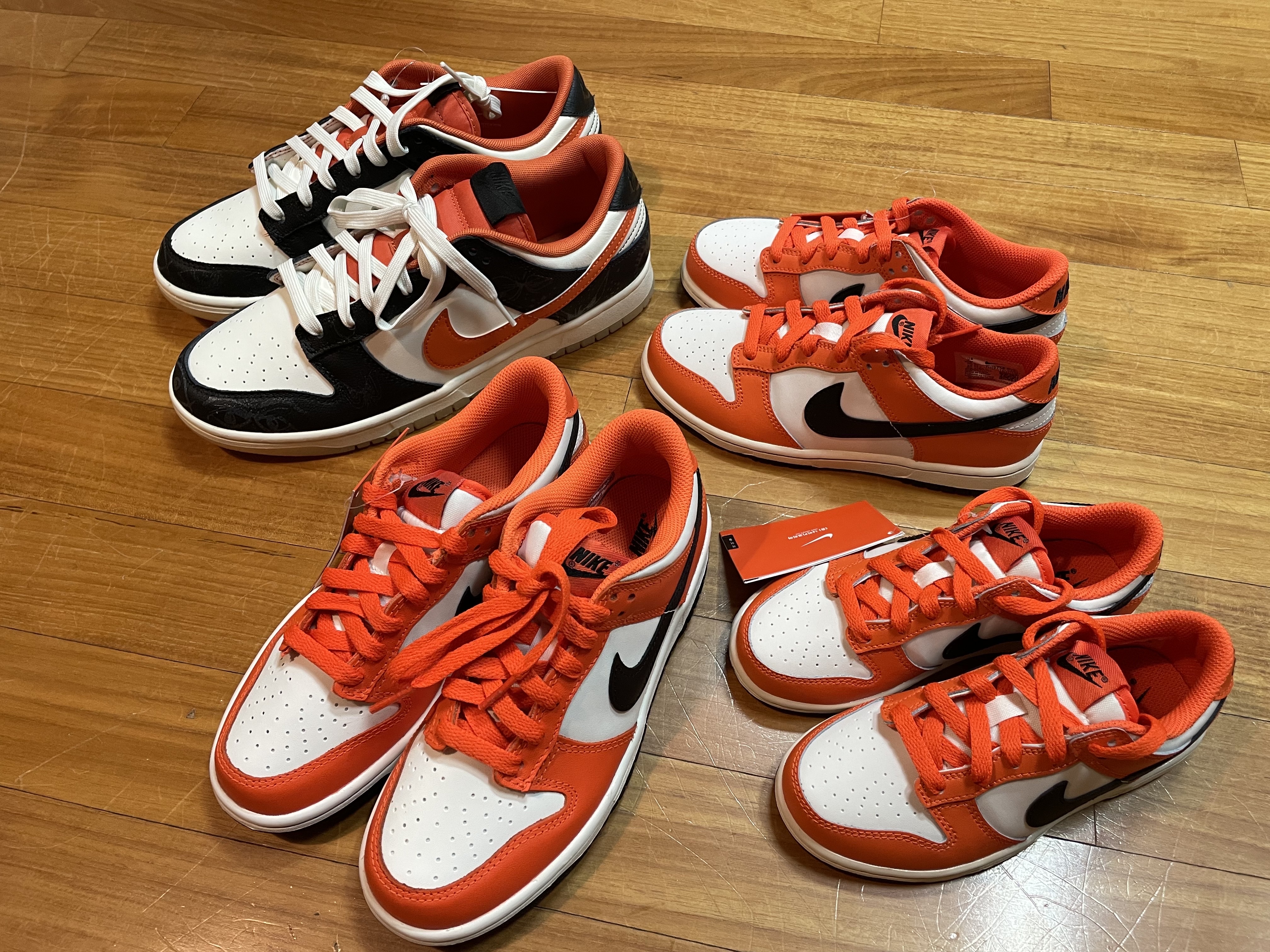 Nike Dunk Low Retro PRM Halloween, (GS) Nike Dunk Low Safety Orange 착용 스타일 - 4