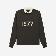 Essentials 1977 Henley Rugby Long Sleeve Polo Off Black - 22FW