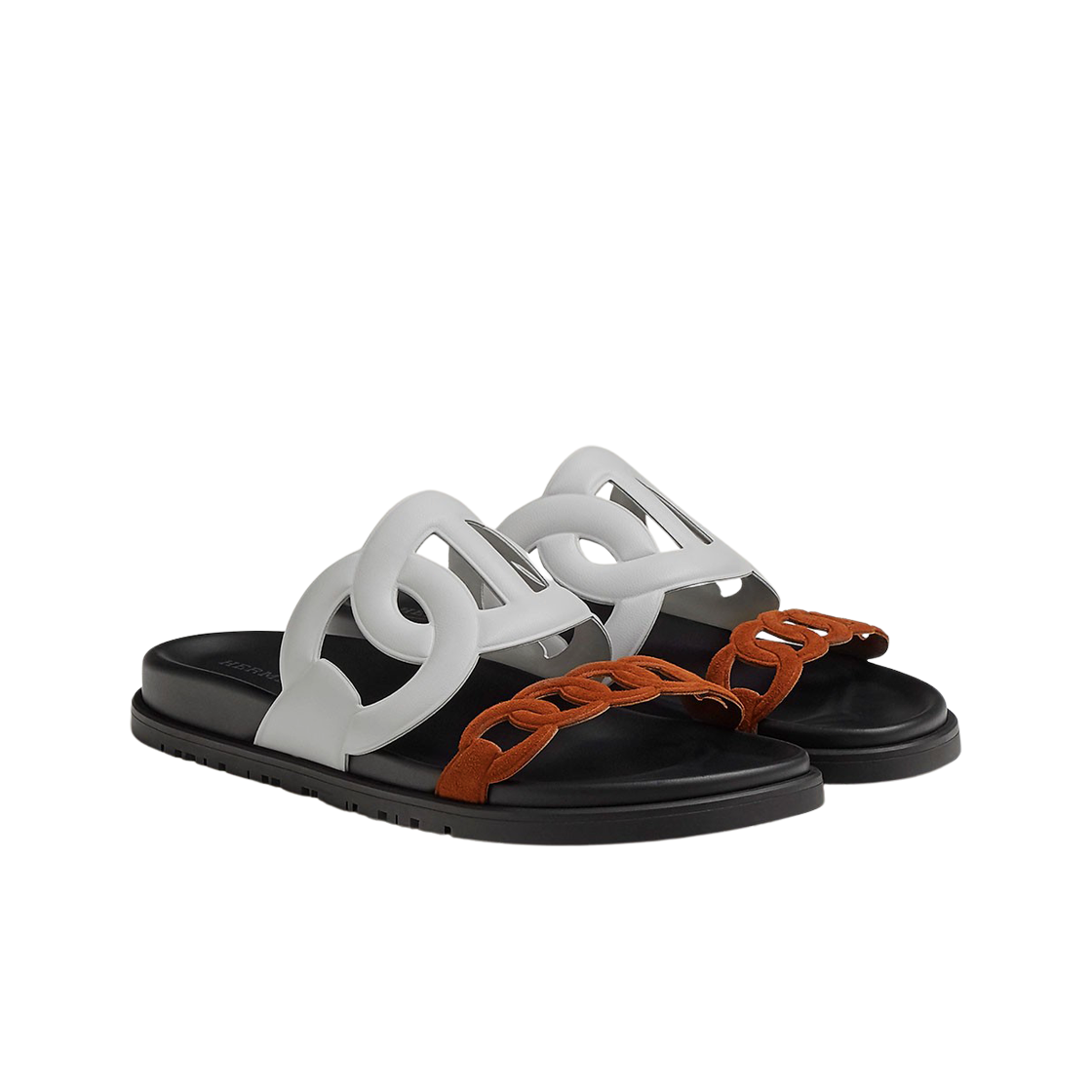 (W) 에르메스 엑스트라 샌들 나파 스웨이드 고트스킨 & 블랑 골드((W) Hermes Extra Sandal Nappa Suede Goatskin & Blanc Gold) - 2