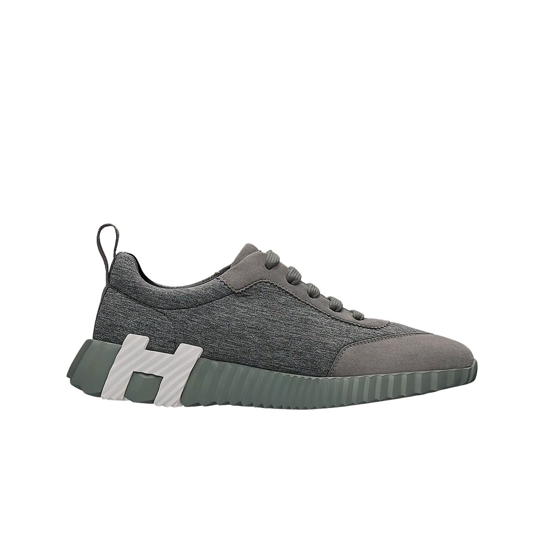 (W) 에르메스 바운싱 스니커즈 캔버스 스웨이드 고트스킨 & 그리 오스뮴((W) Hermes Bouncing Sneakers Canvas Suede Goatskin & Gris Osmium) - 1