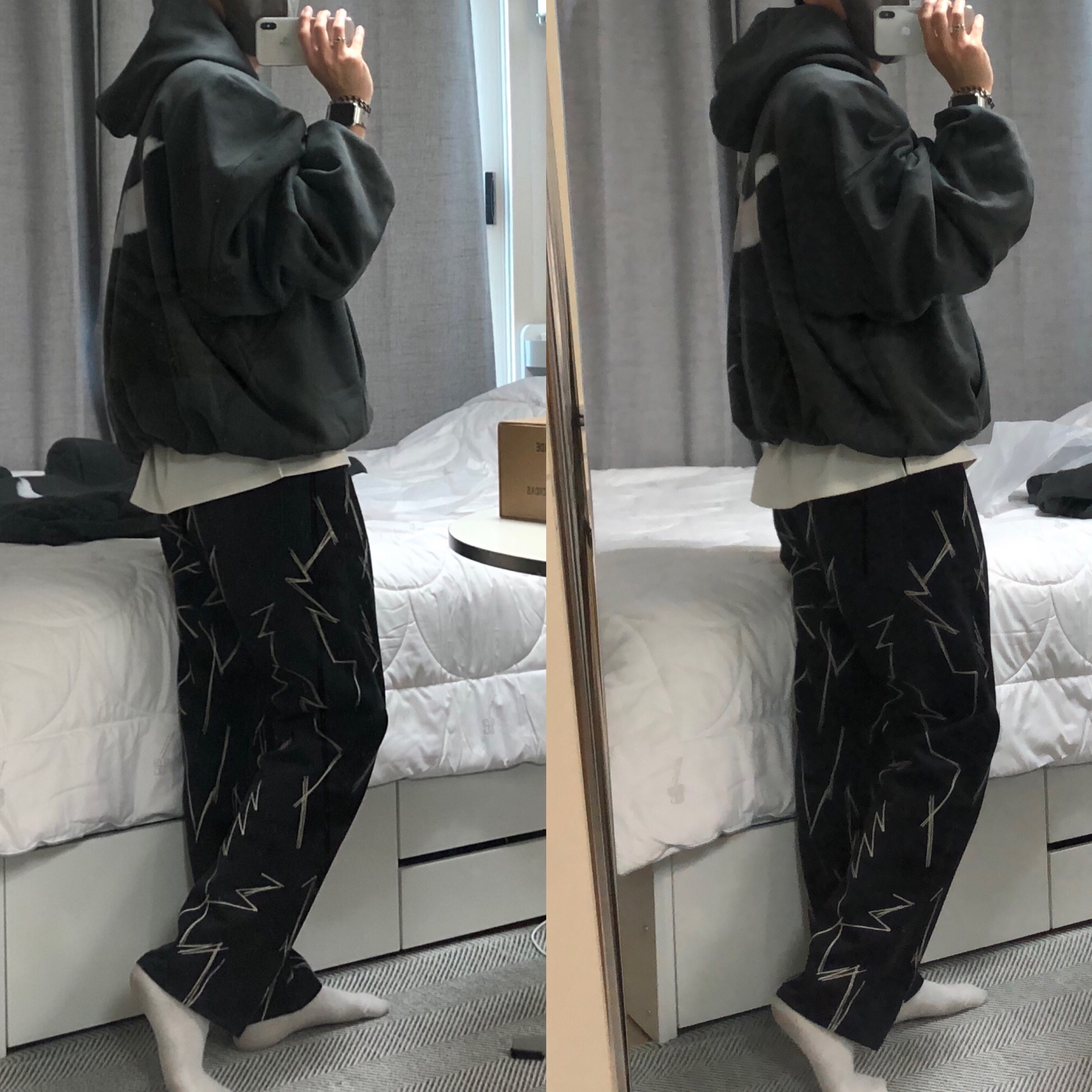 Yeezy Gap Engineered By Balenciaga Dove Hoodie Black 착용 스타일 - 2