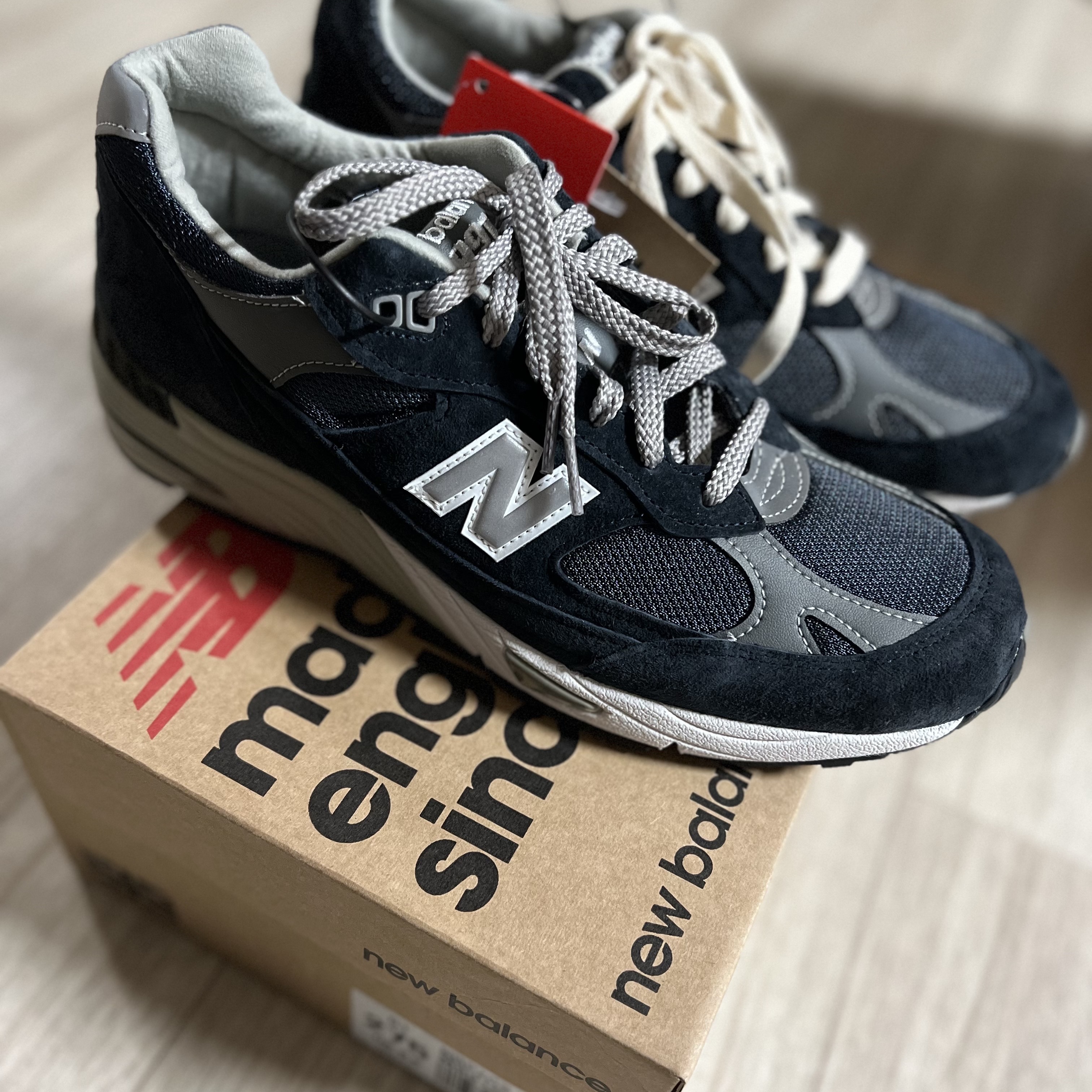 New Balance 991 Made in UK Navy 착용 스타일 - 3