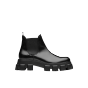 Prada Monolith Brushed Leather Chelsea Boots Black