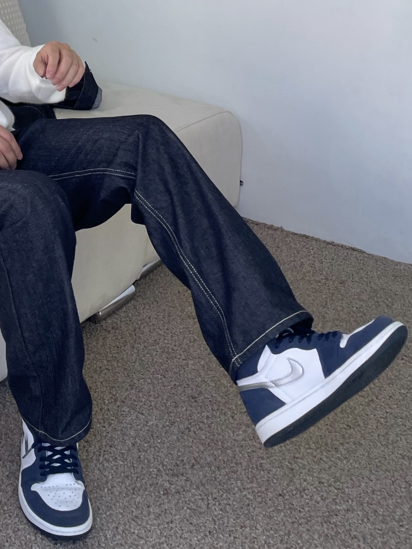 Jordan 1 Retro High OG CO.JP Midnight Navy, (GS) Jordan 1 Retro High OG CO.JP Midnight Navy 착용 스타일 - 4