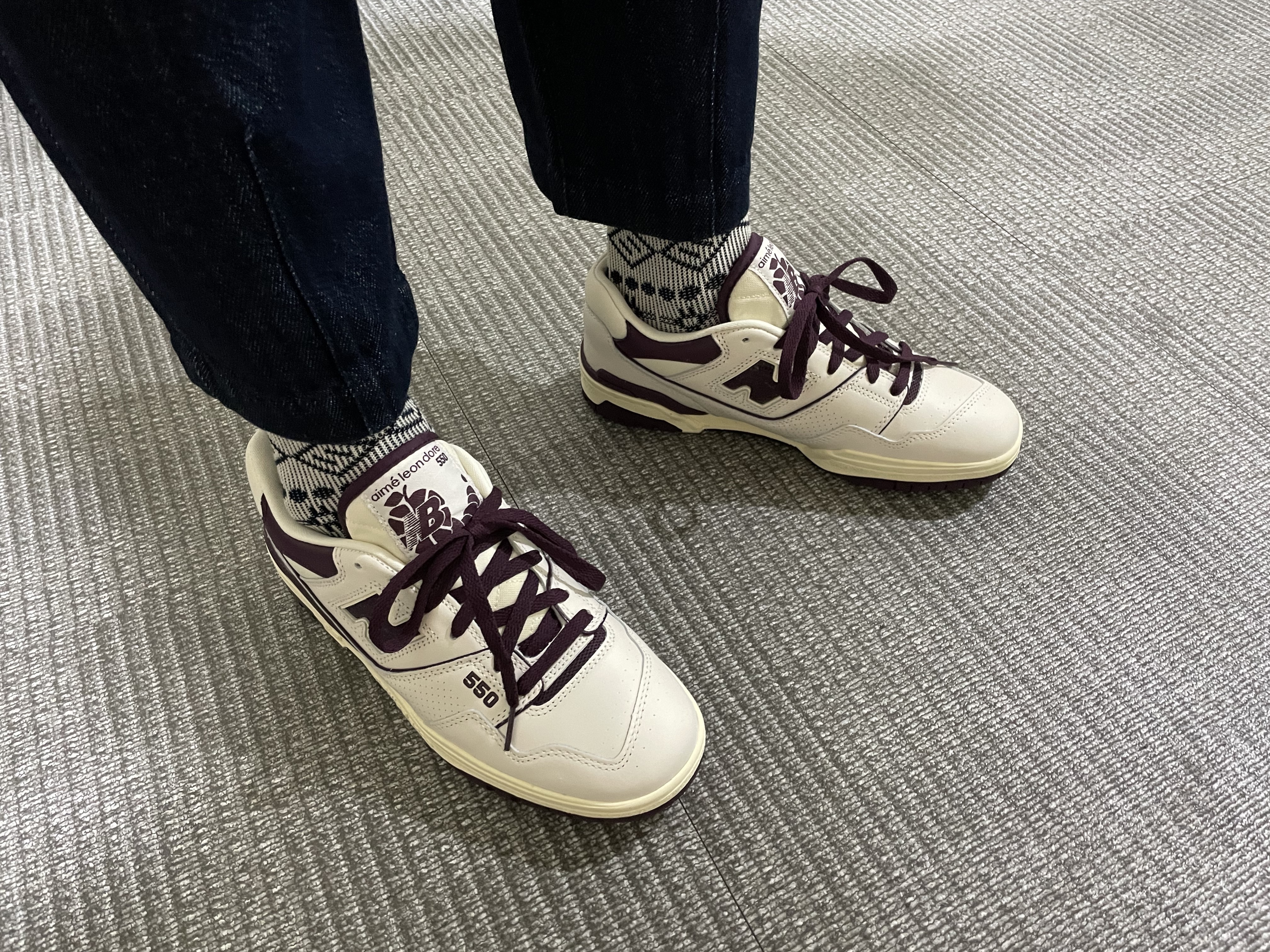 New Balance x Aime Leon Dore 550 Purple 착용 스타일