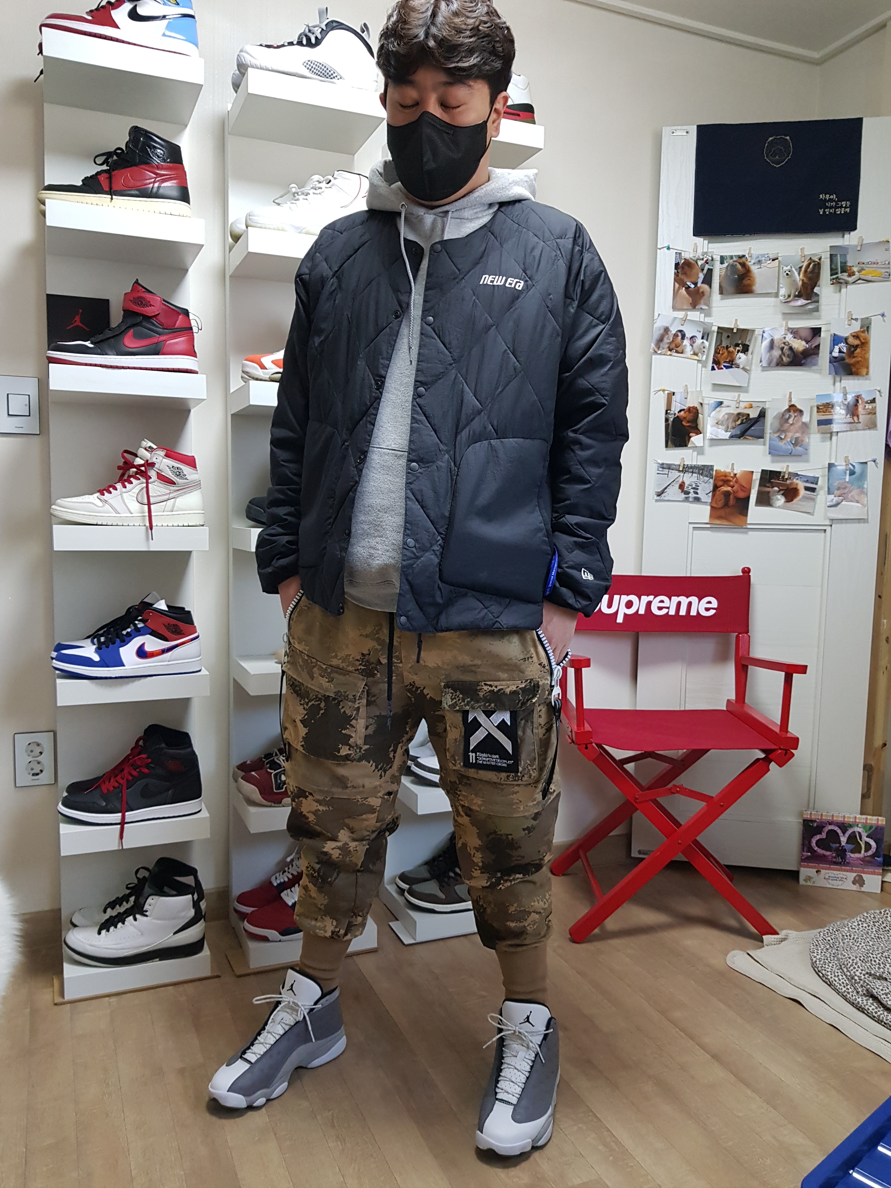 Jordan 13 Retro Atmosphere Grey 착용 스타일 - 1