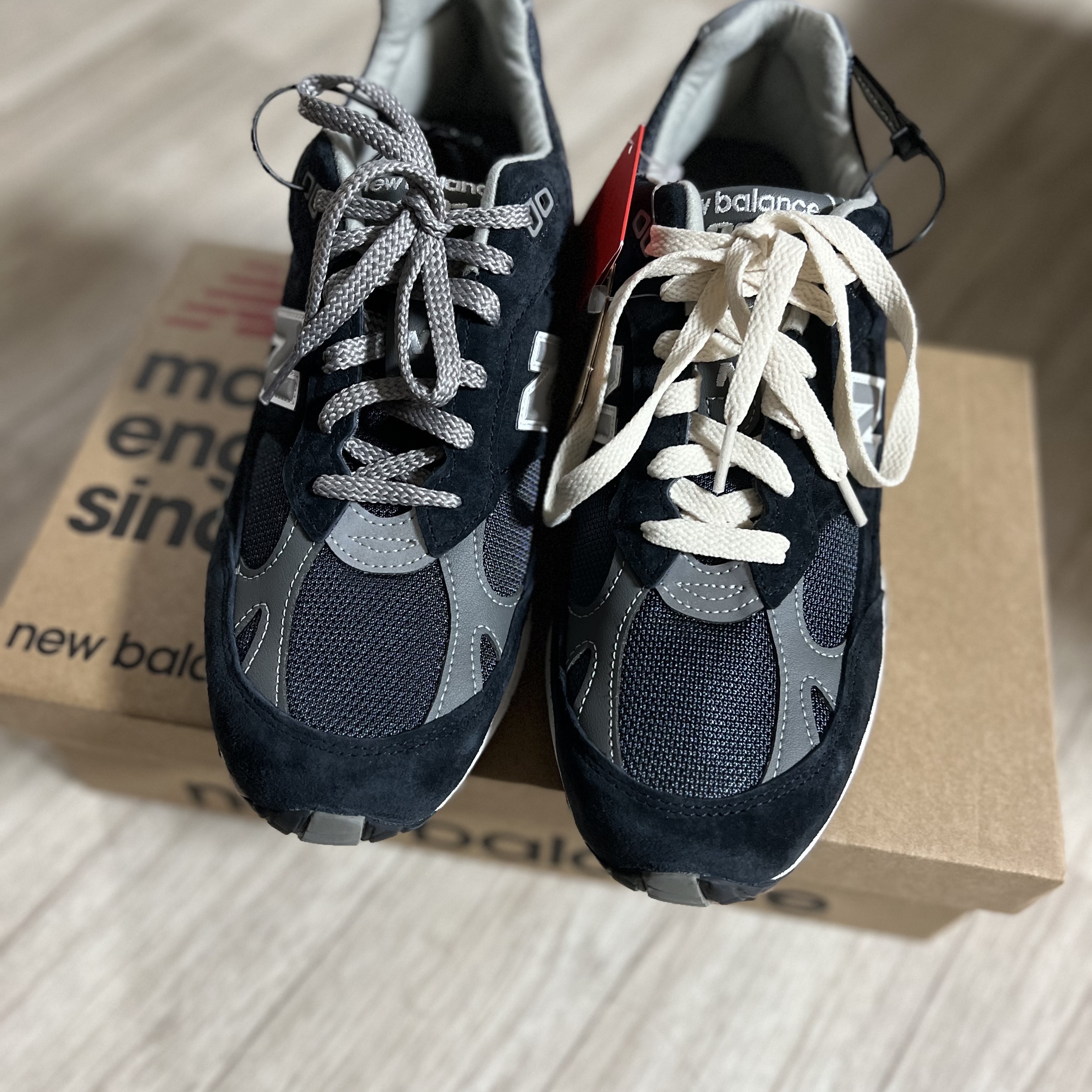 New Balance 991 Made in UK Navy 착용 스타일 - 1