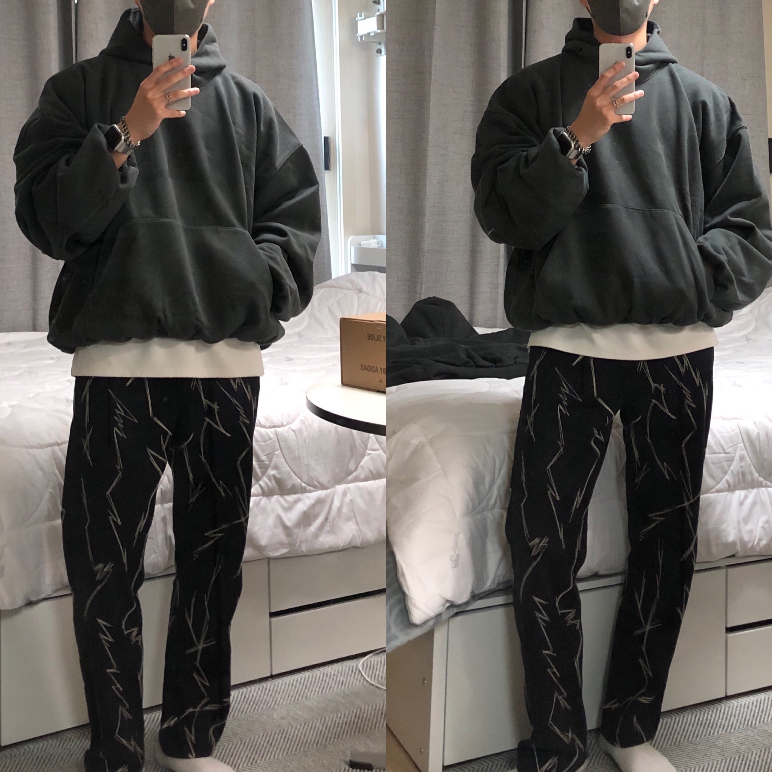 Yeezy Gap Engineered By Balenciaga Dove Hoodie Black 착용 스타일 - 1