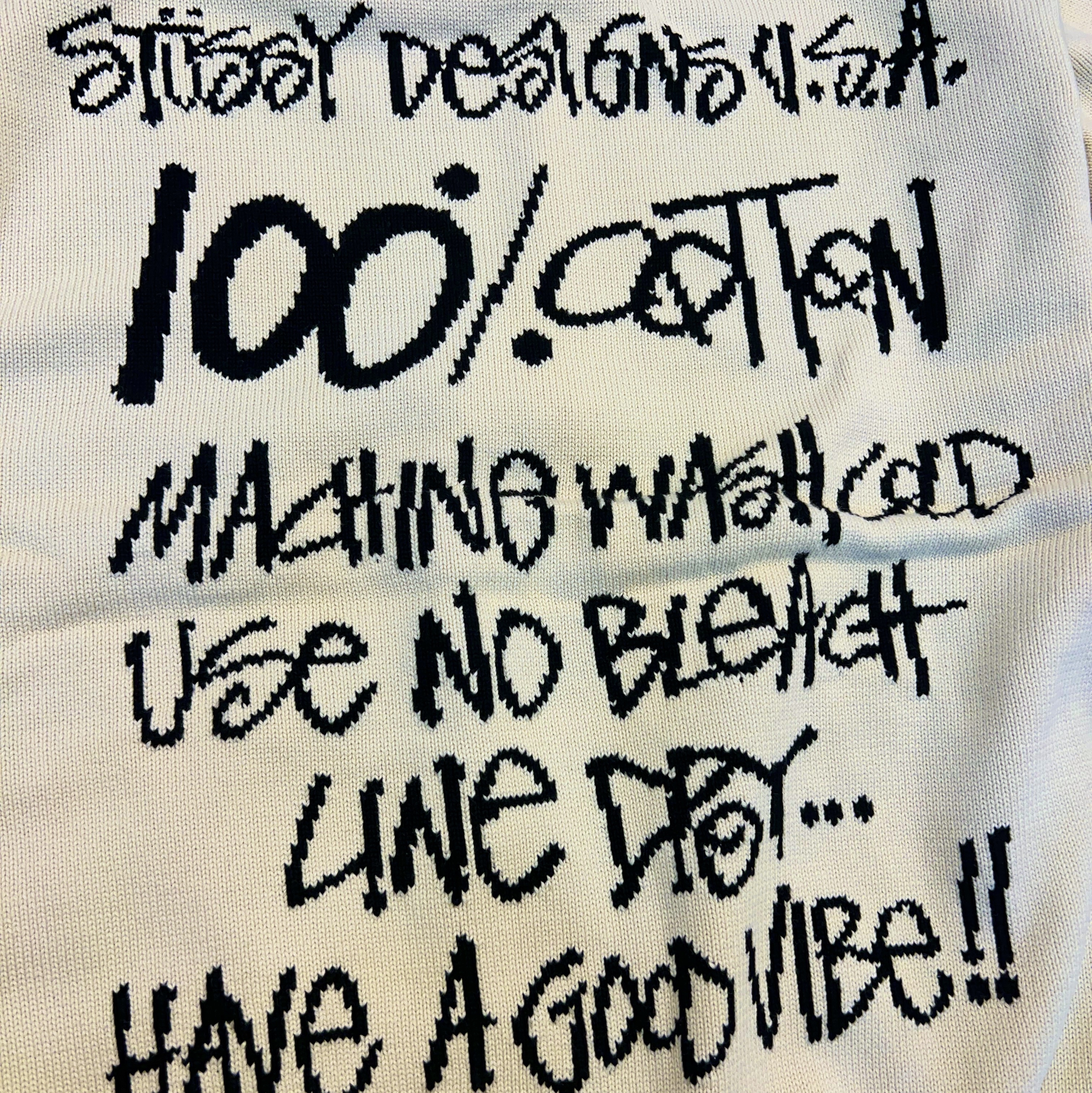 Stussy Care Label Sweater Natural 착용 스타일 - 2