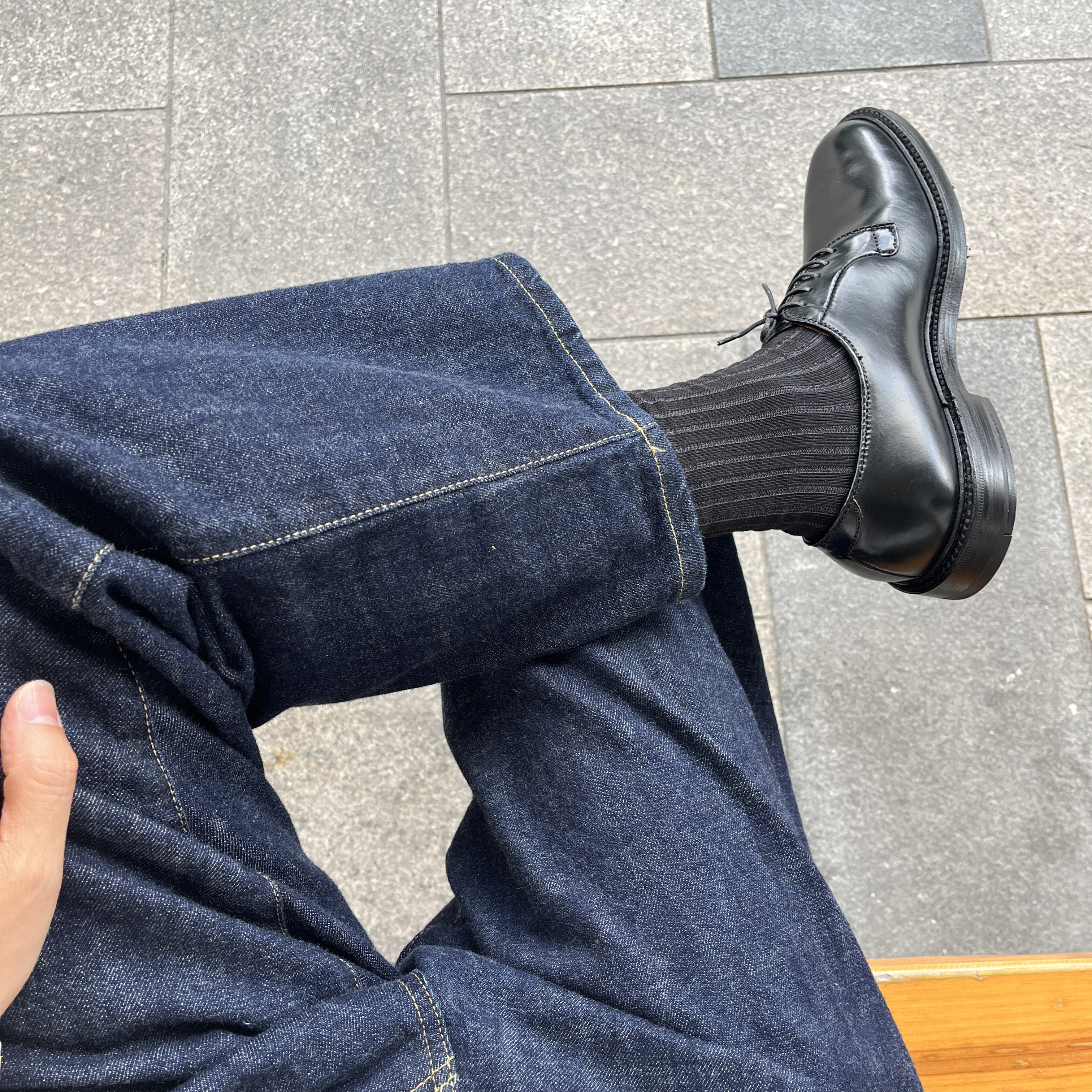 Alden 9901 Cordovan Plain Toe Blucher Oxford Black - D 착용 스타일 - 3