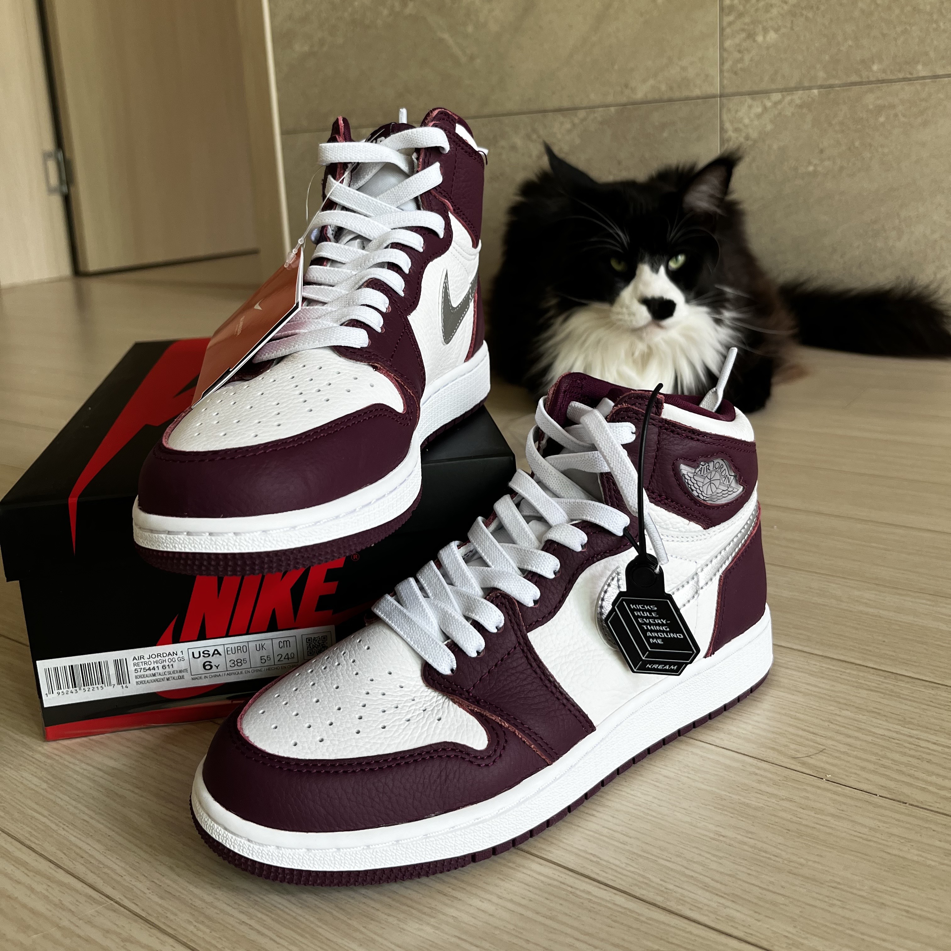 (GS) Jordan 1 Retro High OG Bordeaux 착용 스타일 - 2