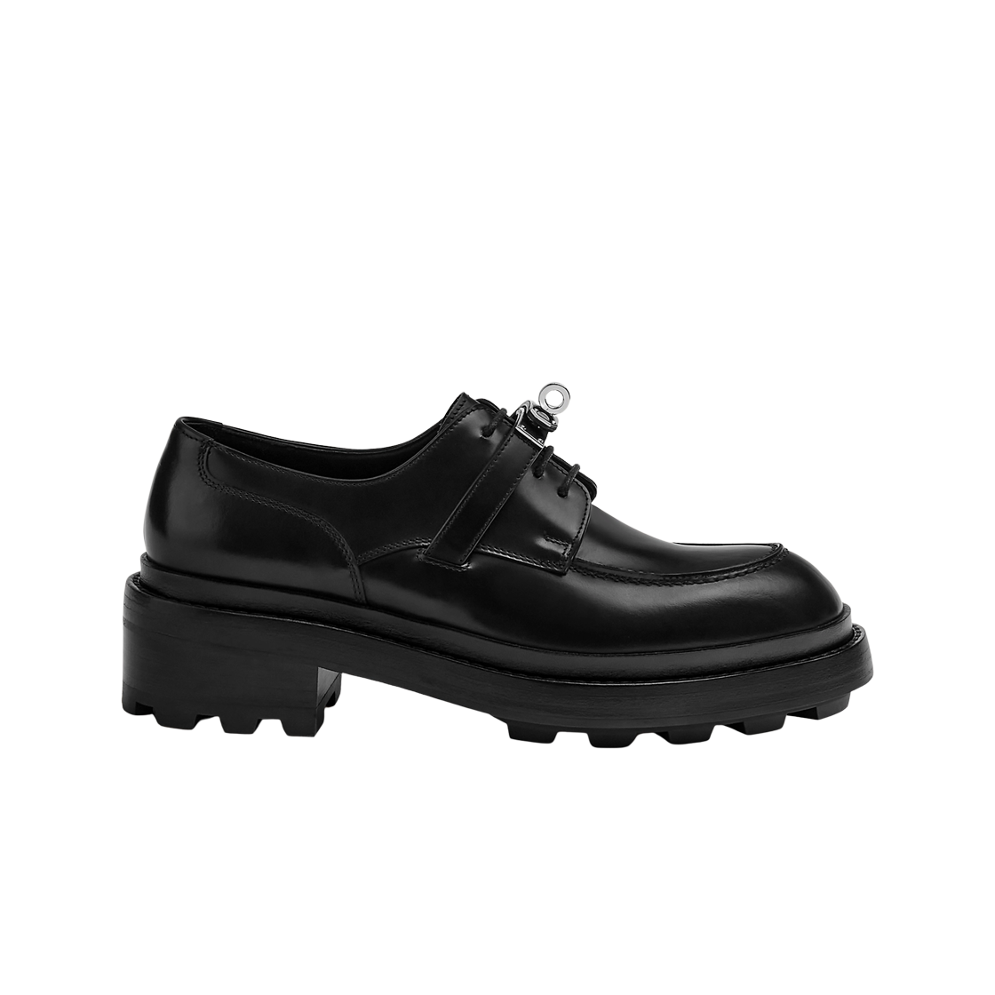 (W) 에르메스 퍼스트 옥스포드 슈즈 글레이즈드 카프스킨 & 팔라듐 하드웨어 누아((W) Hermes First Oxford Shoe Glazed Calfskin & Palladium Noir) - 1