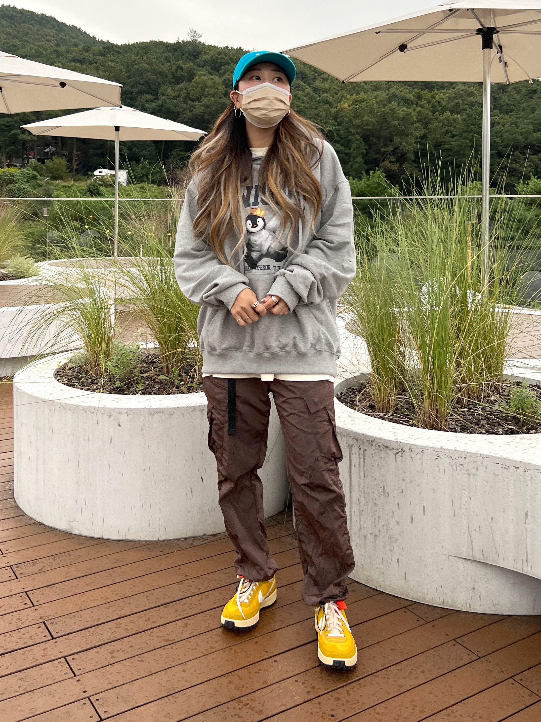 Nike x Tom Sachs General Purpose Shoe Archive, Supreme Washed Chino Twill Camp Cap Teal - 22SS 착용 스타일 - 3