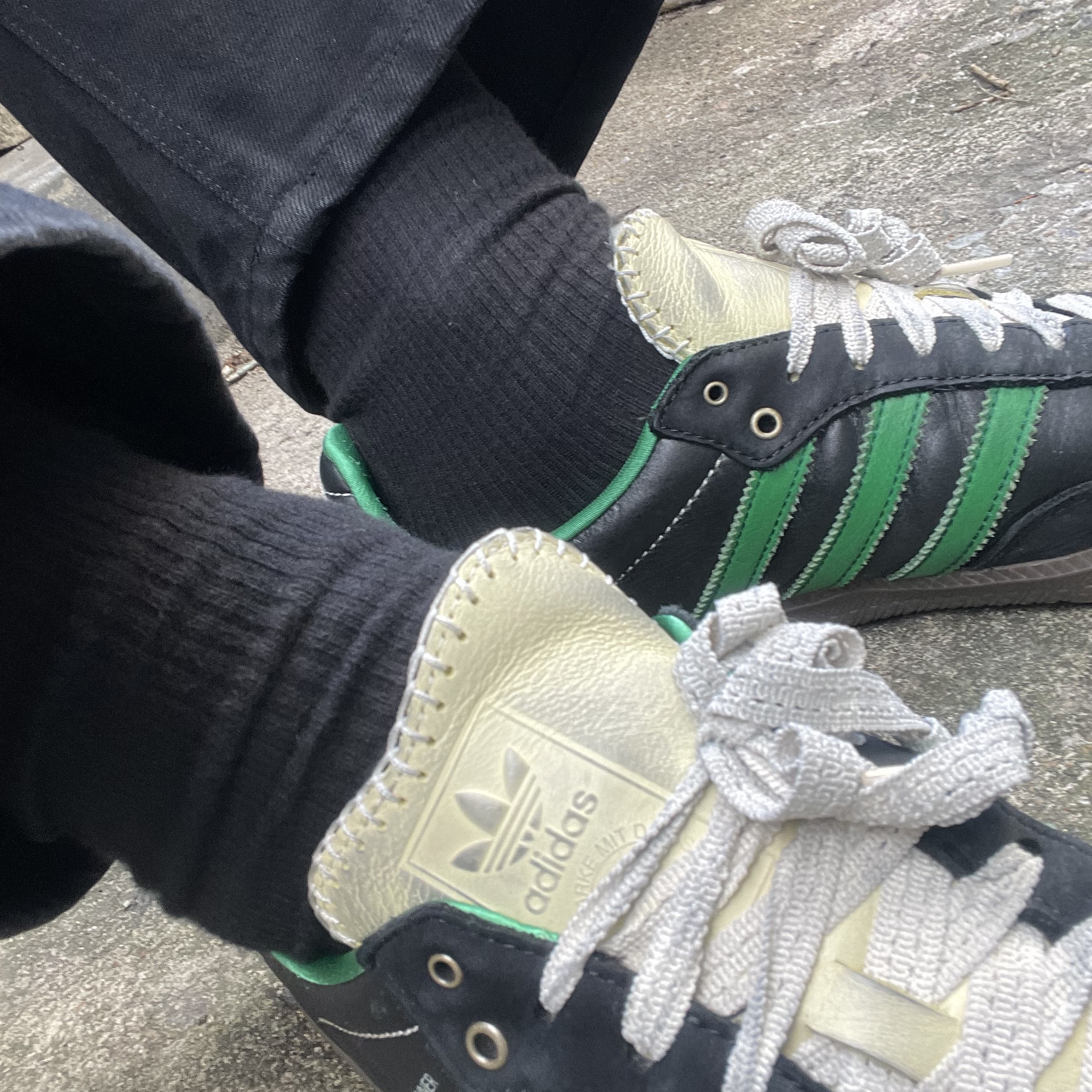 Adidas x Wales Bonner Samba Black Green 착용 스타일