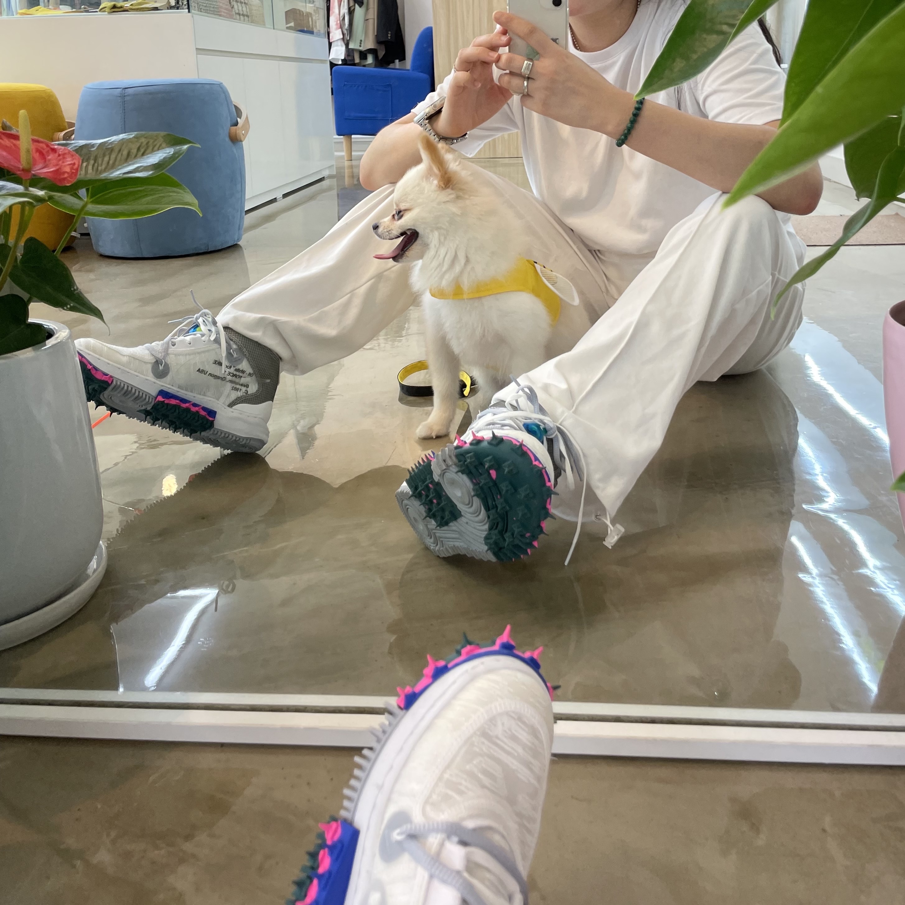 Nike x Off-White Air Force 1 Mid SP White 착용 스타일