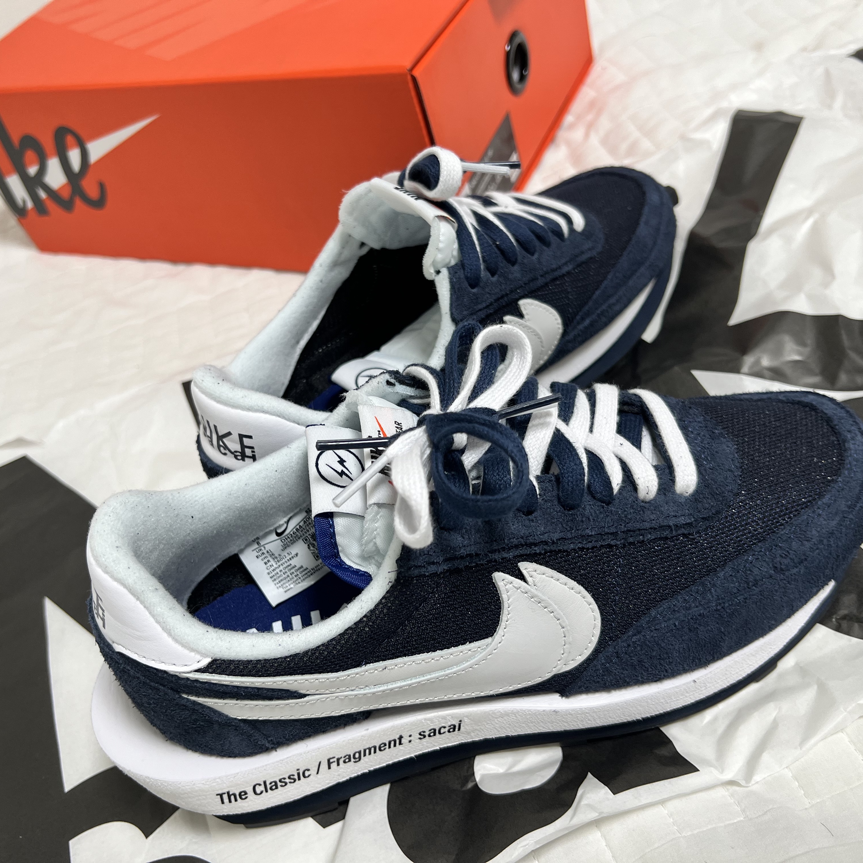 Nike x Sacai x Fragment LDWaffle Blackened Blue 착용 스타일 - 2