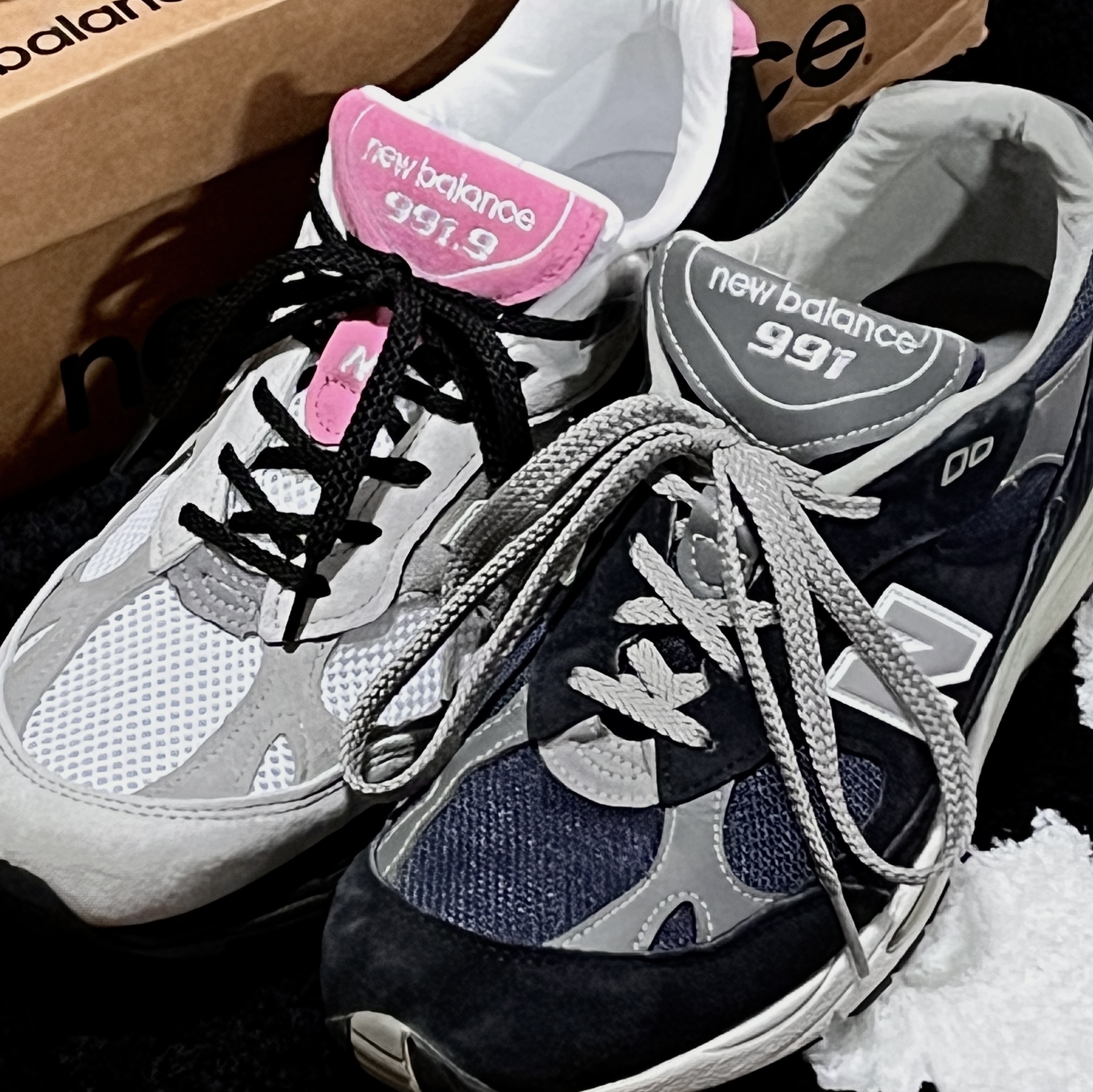 New Balance 991.9 Made in UK Grey Pink 착용 스타일 - 2
